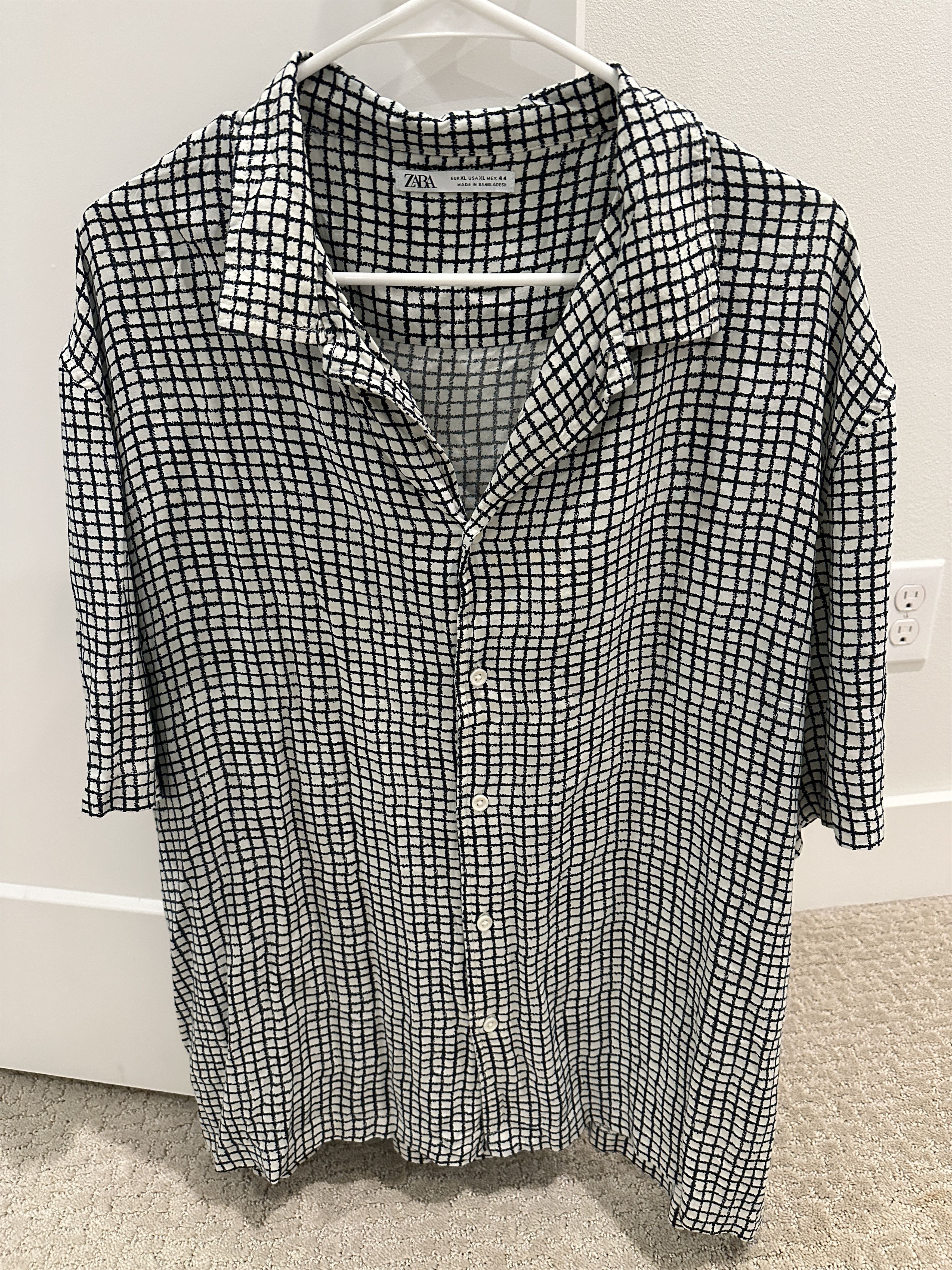 Zara Zara Black and White Checkered Button-Down Shirt XL Size US XL / EU 56 / 4 - 1 Thumbnail