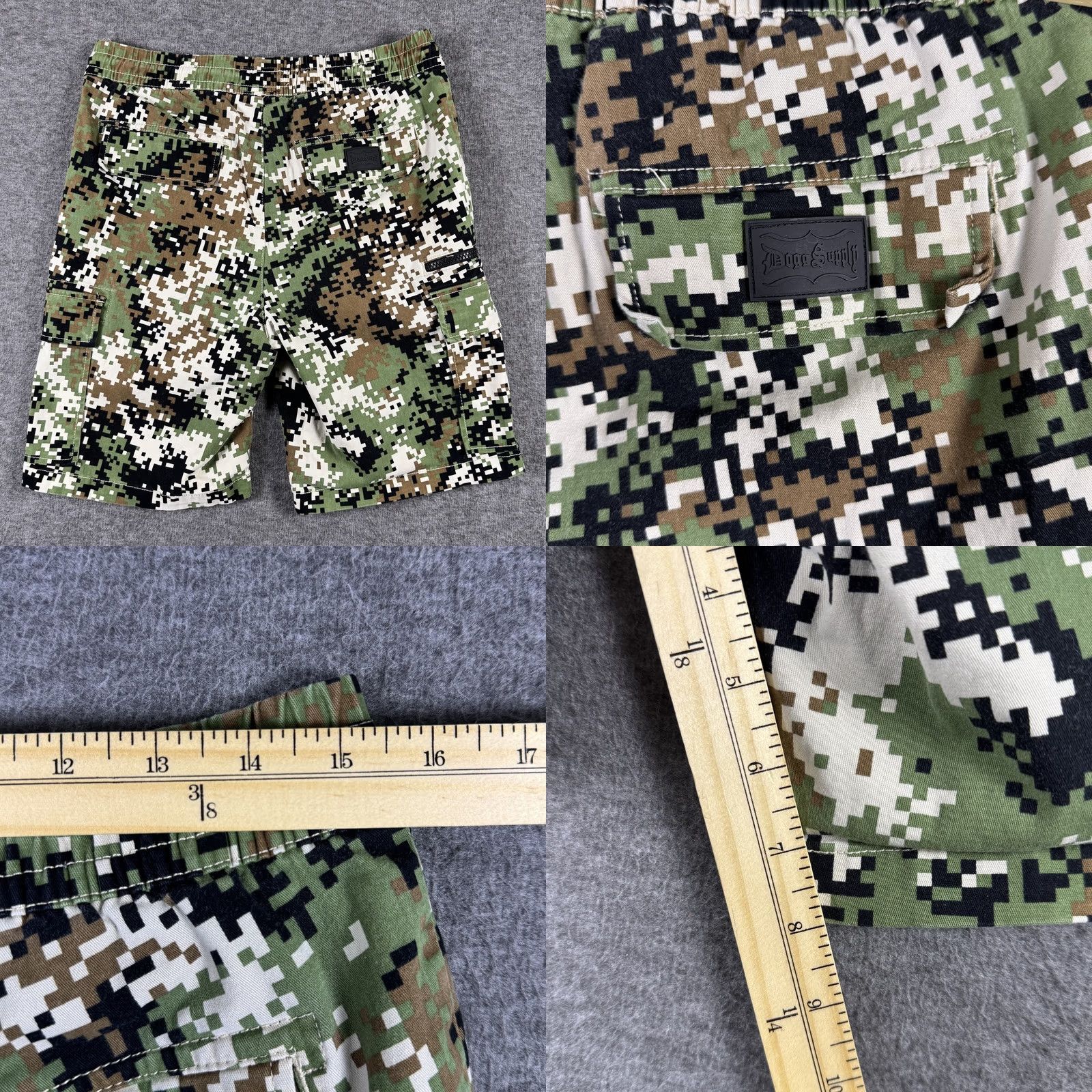 Vintage Dogg Supply Snoop Dogg Cargo Shorts Mens Medium Camo Digital Drawstring Pockets Size US 31 - 8 Thumbnail