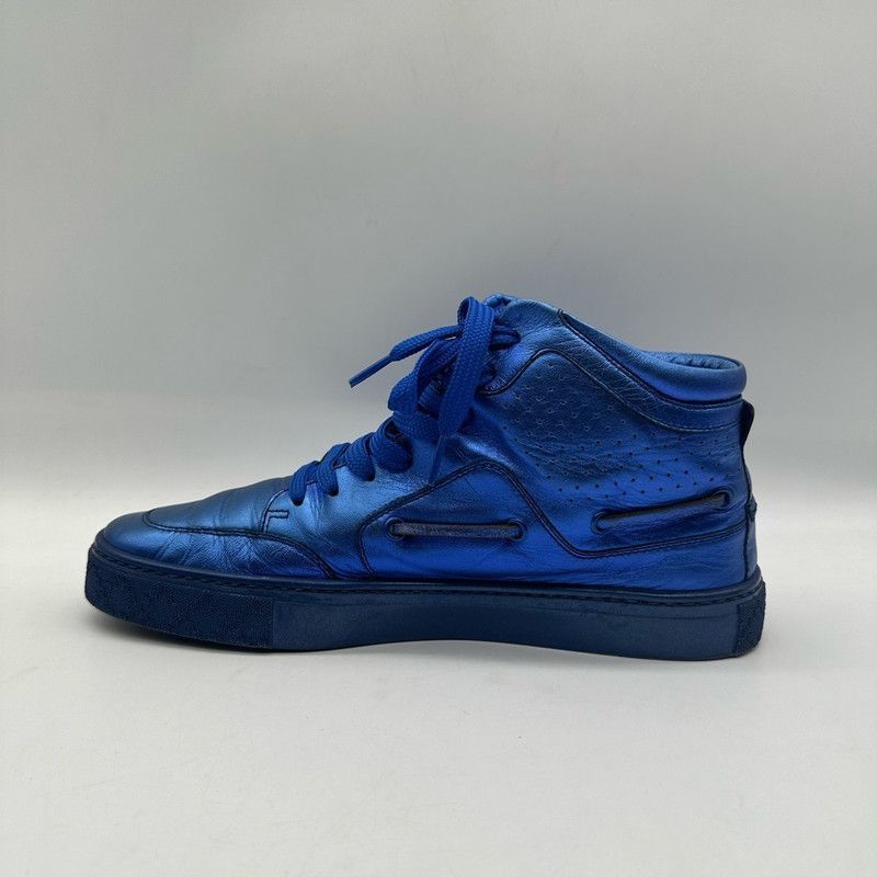 Gucci Gucci Blue Leather High-Top Sneakers for Men - Size US 8 / EU 41 - 4 Thumbnail