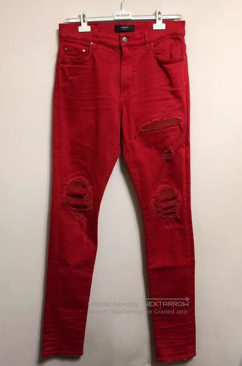 Amiri Amiri MX1 Red Patchwork Denim Jeans. Size US 32 / EU 48 - 1 Thumbnail