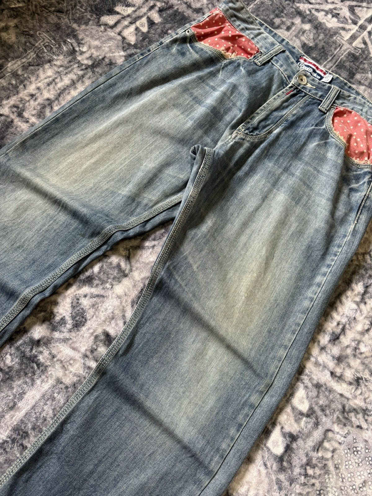 G-Unit × Vintage Y2k Real Bvoice Embroidered Pocket Baggy Loose Jeans Size US 32 / EU 48 - 13 Thumbnail