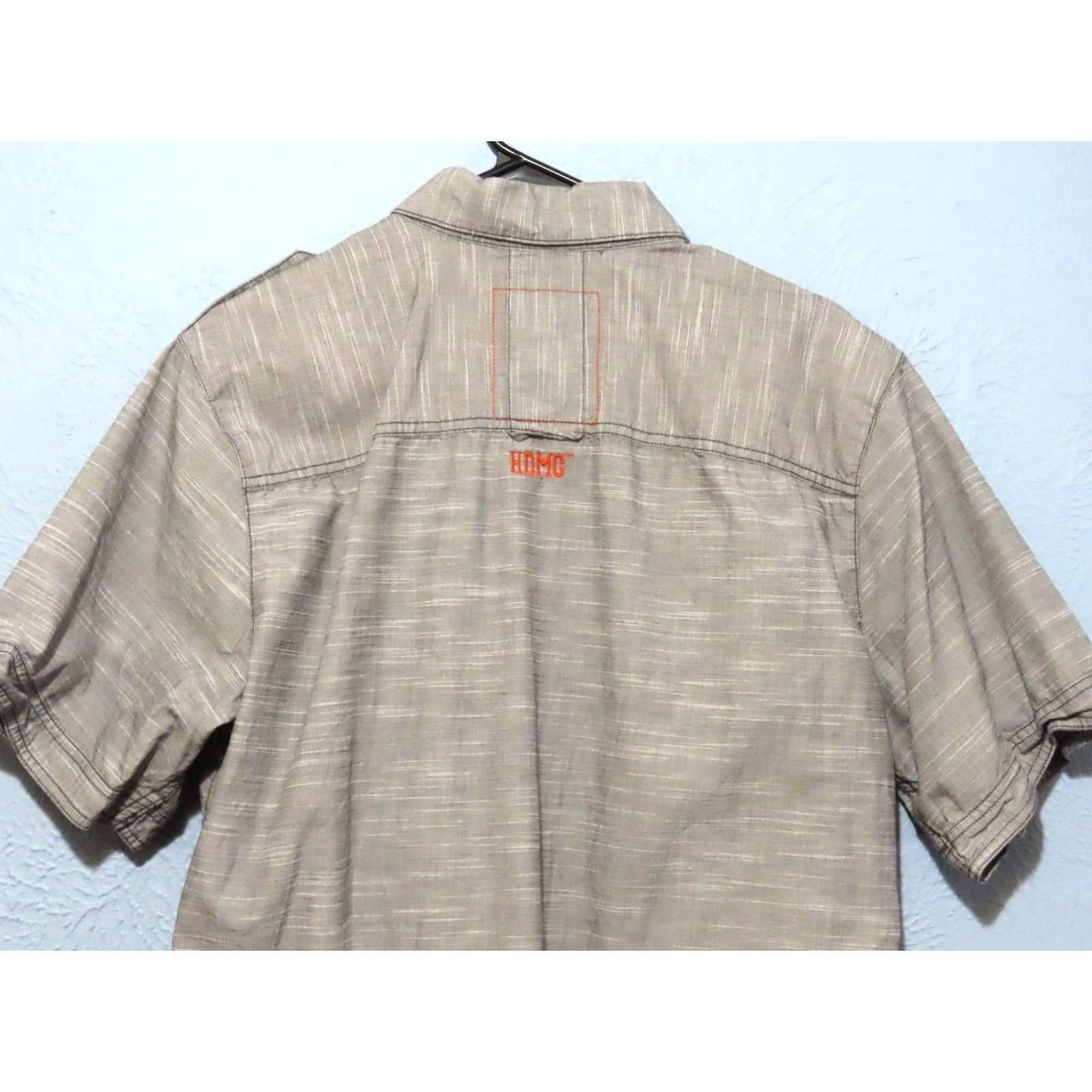 Harley Davidson Harley-Davidson Men's Shirt L Button-Up Gray Short Sleeve Embroidered Woven Slub Weave Lightweight Breathable Classic Motorcycle Size US L / EU 52-54 / 3 - 8 Thumbnail