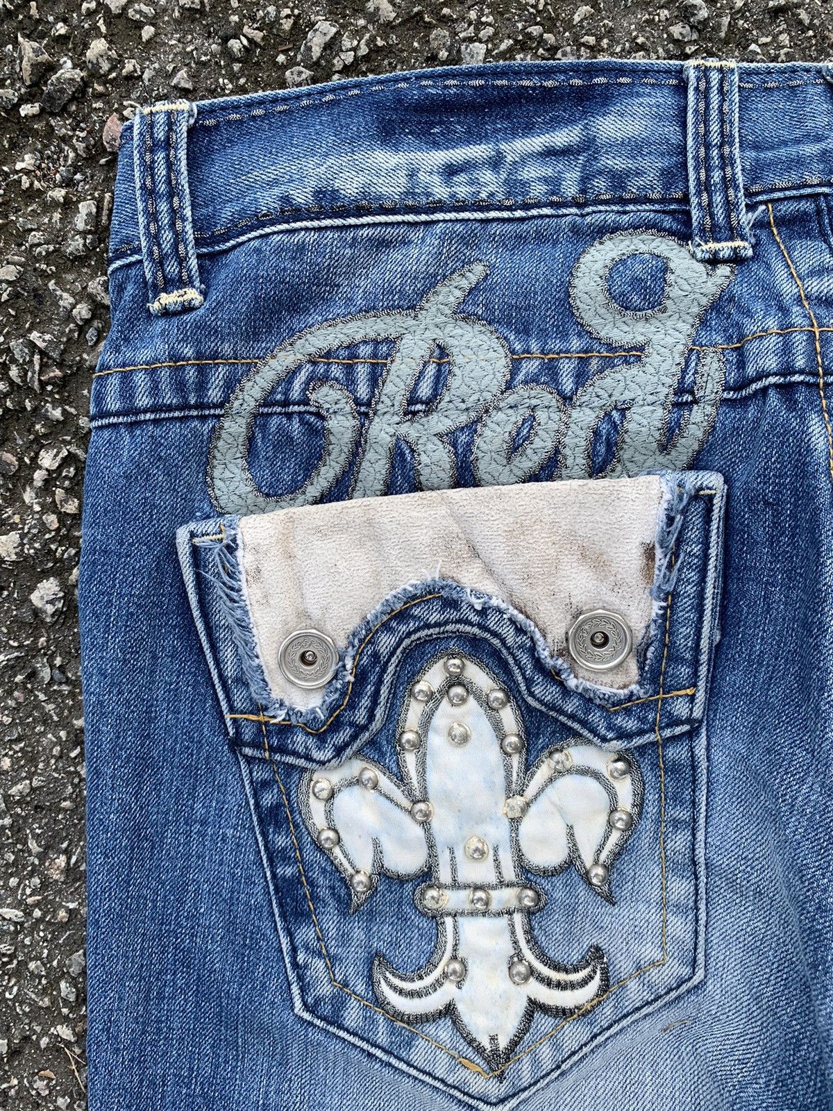 If Six Was Nine × Le Grande Bleu (L.G.B.) RED PEPPER JAPANES FADED & RUSTY PUNK STYLE DISTRESSED DENIM Size US 34 / EU 50 - 18 Thumbnail