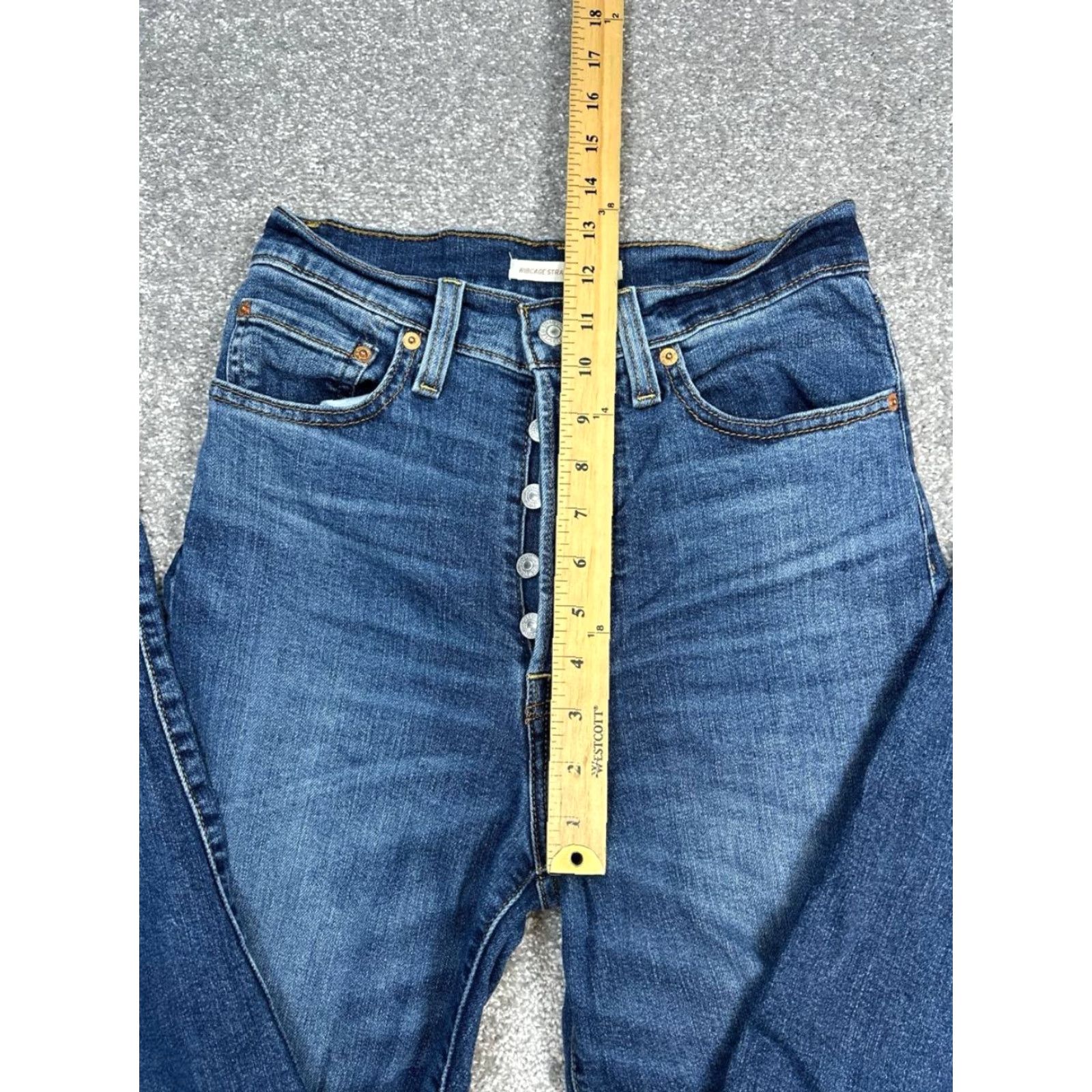 Levi's Levis Ribcage Straight Ankle Jeans Womens 27 Blue Denim Cotton High Rise 26x26 Jeans City Preppy Womens Size 27" / US 4 / IT 40 - 4 Thumbnail