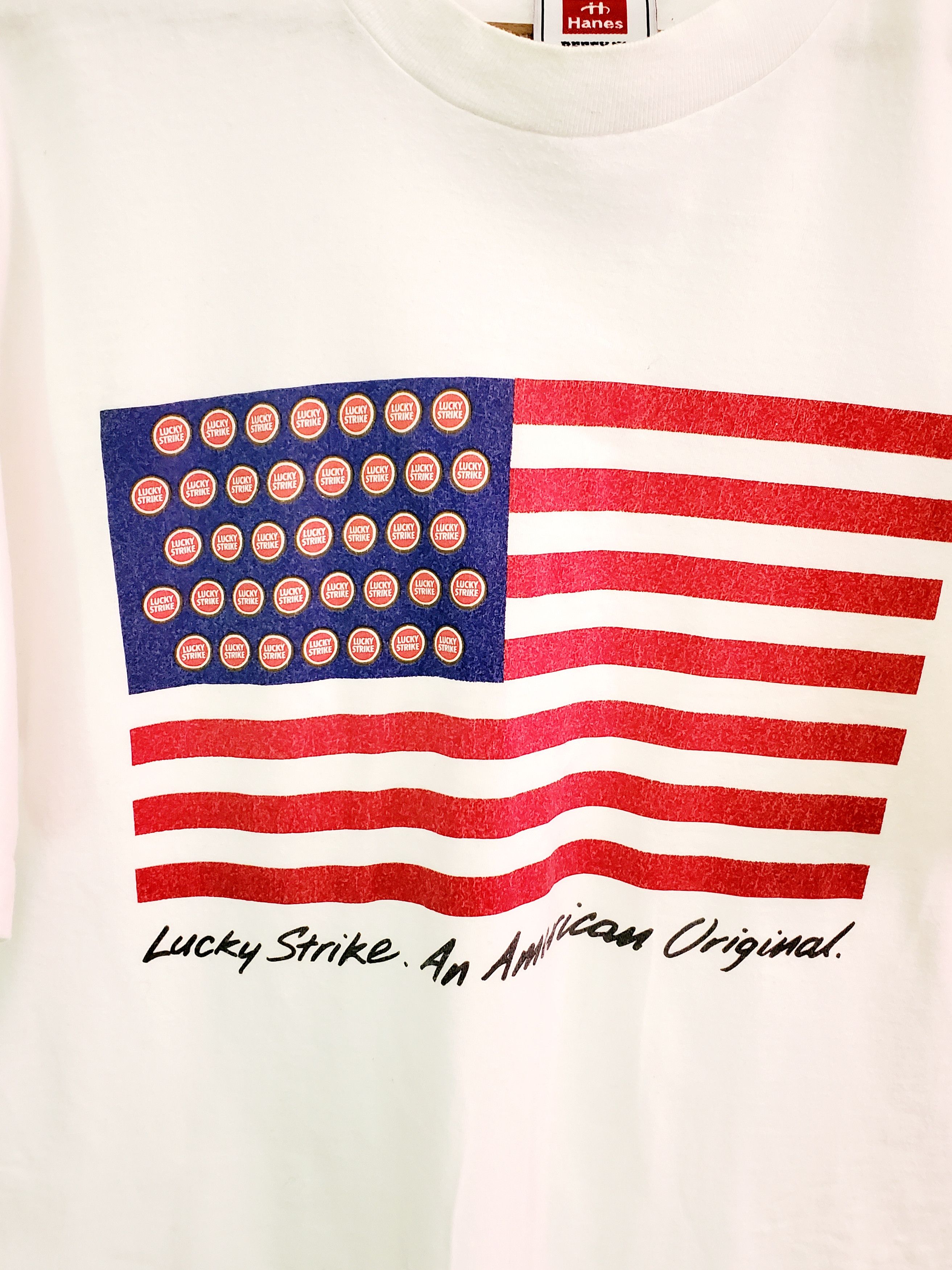 Band Tees × Vintage Vintage 90s LUCKY STRIKE AMERICAN FLAG T Shirt Size Xl Size US XL / EU 56 / 4 - 2 Thumbnail