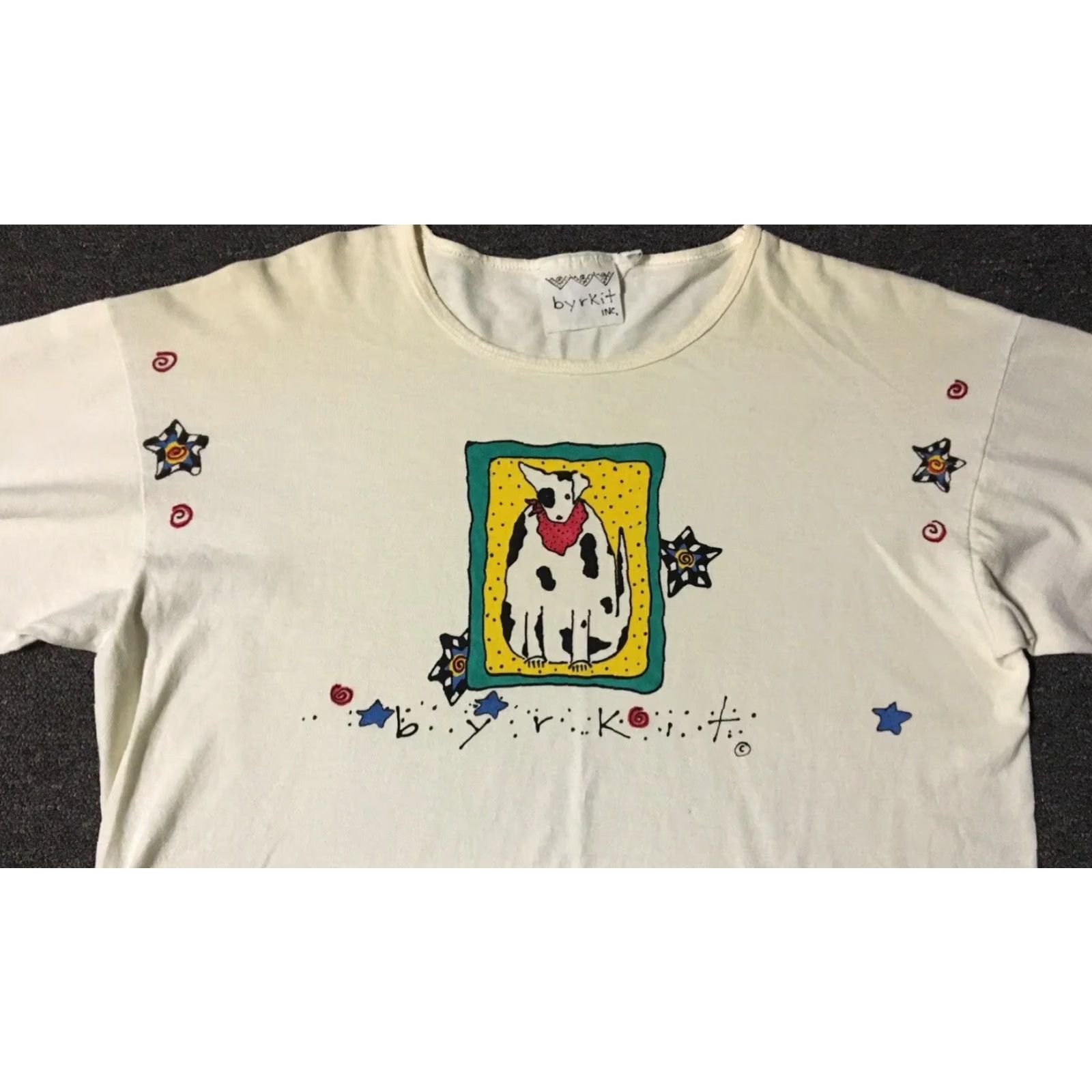 Vintage Vtg 90s Byrkit Abstract Dog Faded Shirt M USA Single Stitch Long Sleeve T-Shirt Men White Austin 80s Nature Animal Grunge Sports Beach Hawaii USA Size US M / EU 48-50 / 2 - 5 Thumbnail