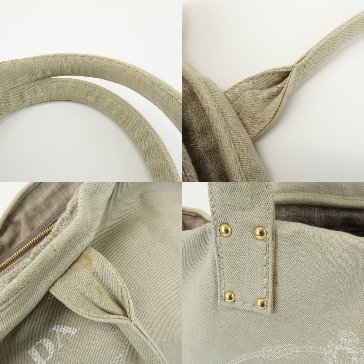 Prada Prada Canapa Logo Denim Tote Light Beige Size ONE SIZE - 4 Thumbnail
