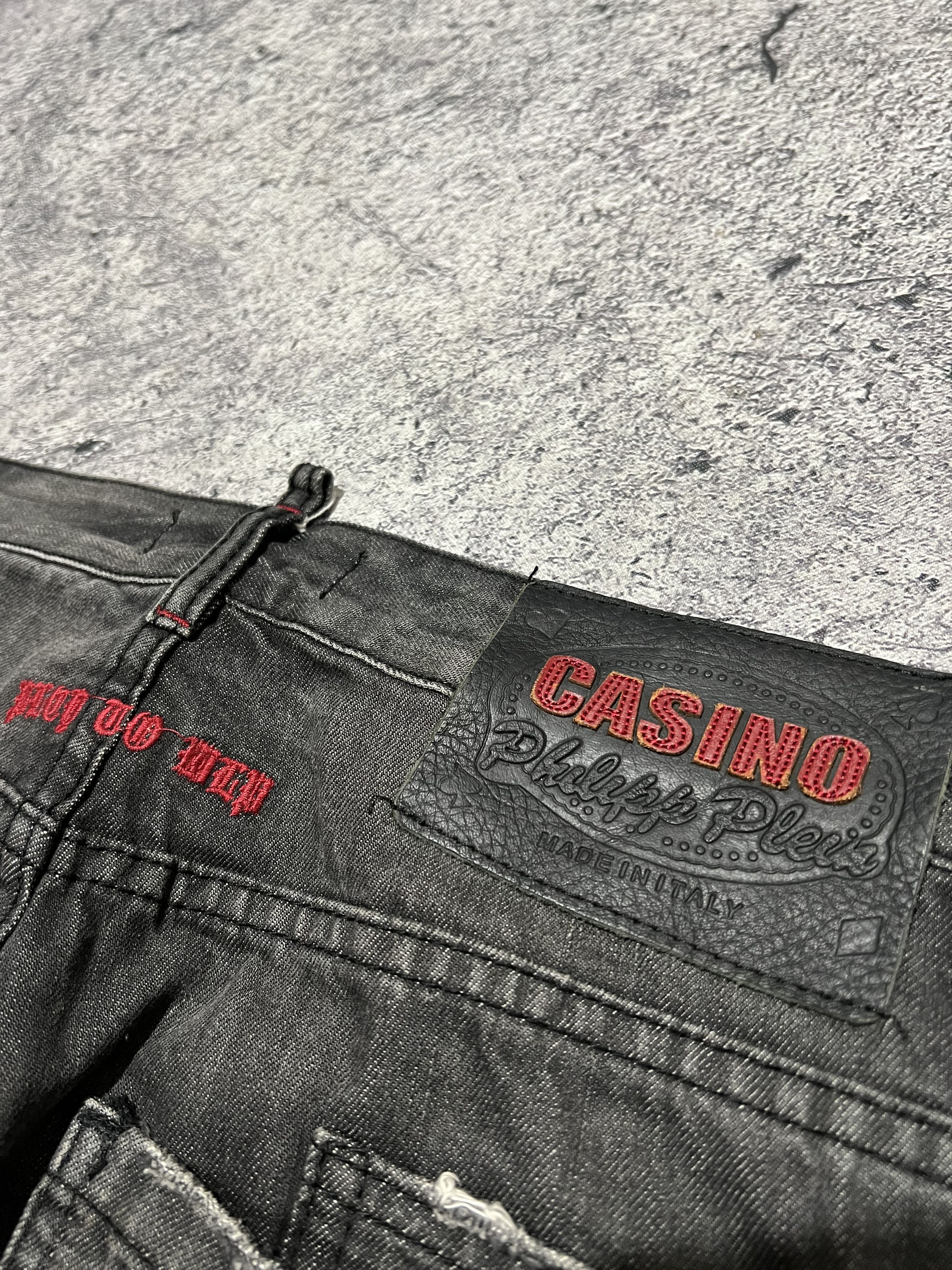 If Six Was Nine × Le Grande Bleu (L.G.B.) 2000s Philipp Plein Studded Skull Poem Wash Jeans y2k style Size US 34 / EU 50 - 4 Thumbnail