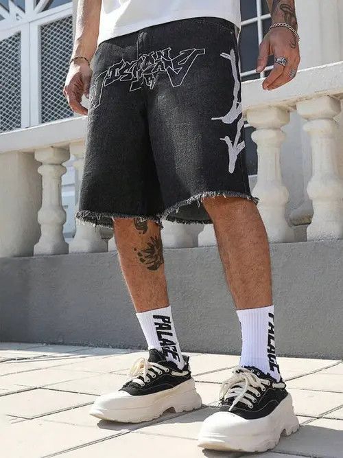 Japanese Brand × Vintage Graphic Drip Y2k Shorts Jorts Denim Size US 32 / EU 48 - 3 Thumbnail