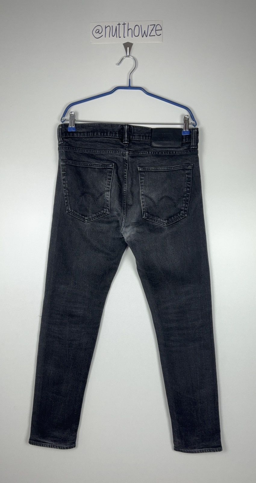 Designer × Edwin × Japanese Brand Edwin 32x30 Slim Tapered Black Wash Faded Cotton Denim Jeans Size US 32 / EU 48 - 2 Thumbnail