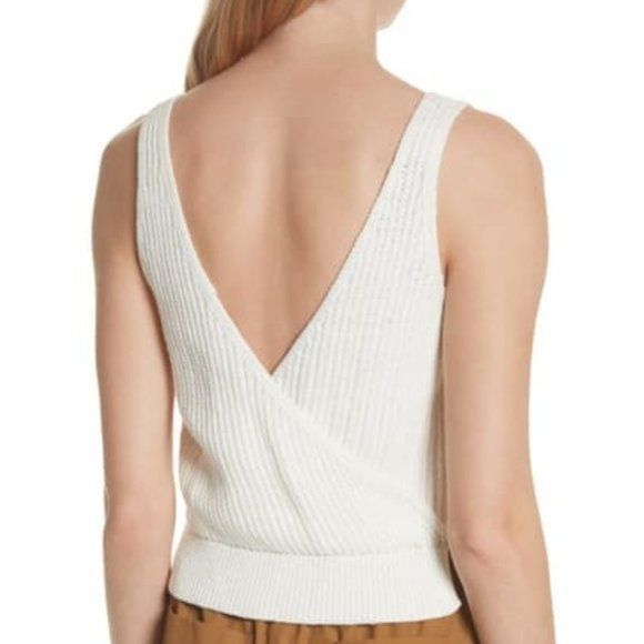 Vince Vince Ivory Crossover V-Back Scoop Neck Sweater Tank Size XS / US 0-2 / IT 36-38 - 3 Thumbnail