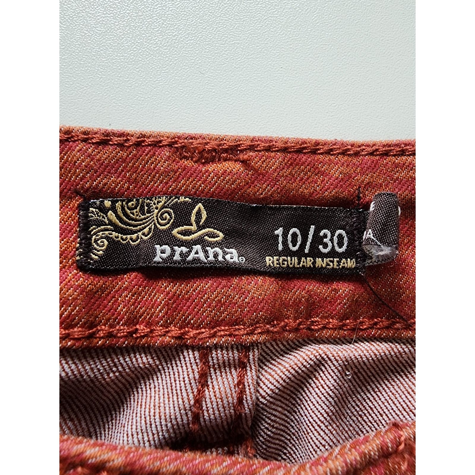 Prana PRANA KARA Organic Cotton Red Patterned Ankle Skinny Jeans Size 32" / US 10 / IT 46 - 3 Thumbnail