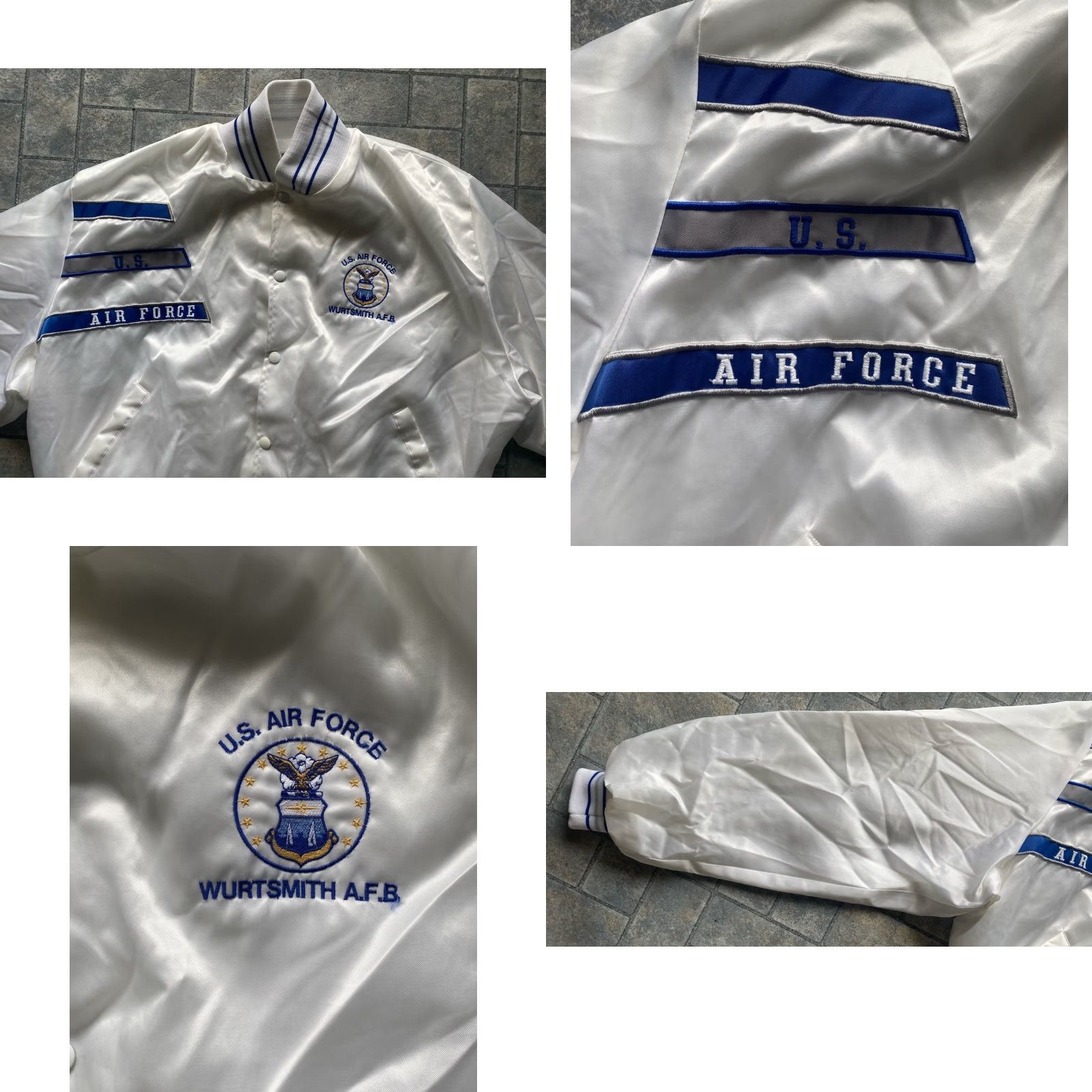 Vintage VINTAGE Artex Jacket Men’s XL US Air Force Wurtsmith AFB White Blue Flaws Wear Size US XL / EU 56 / 4 - 8 Thumbnail