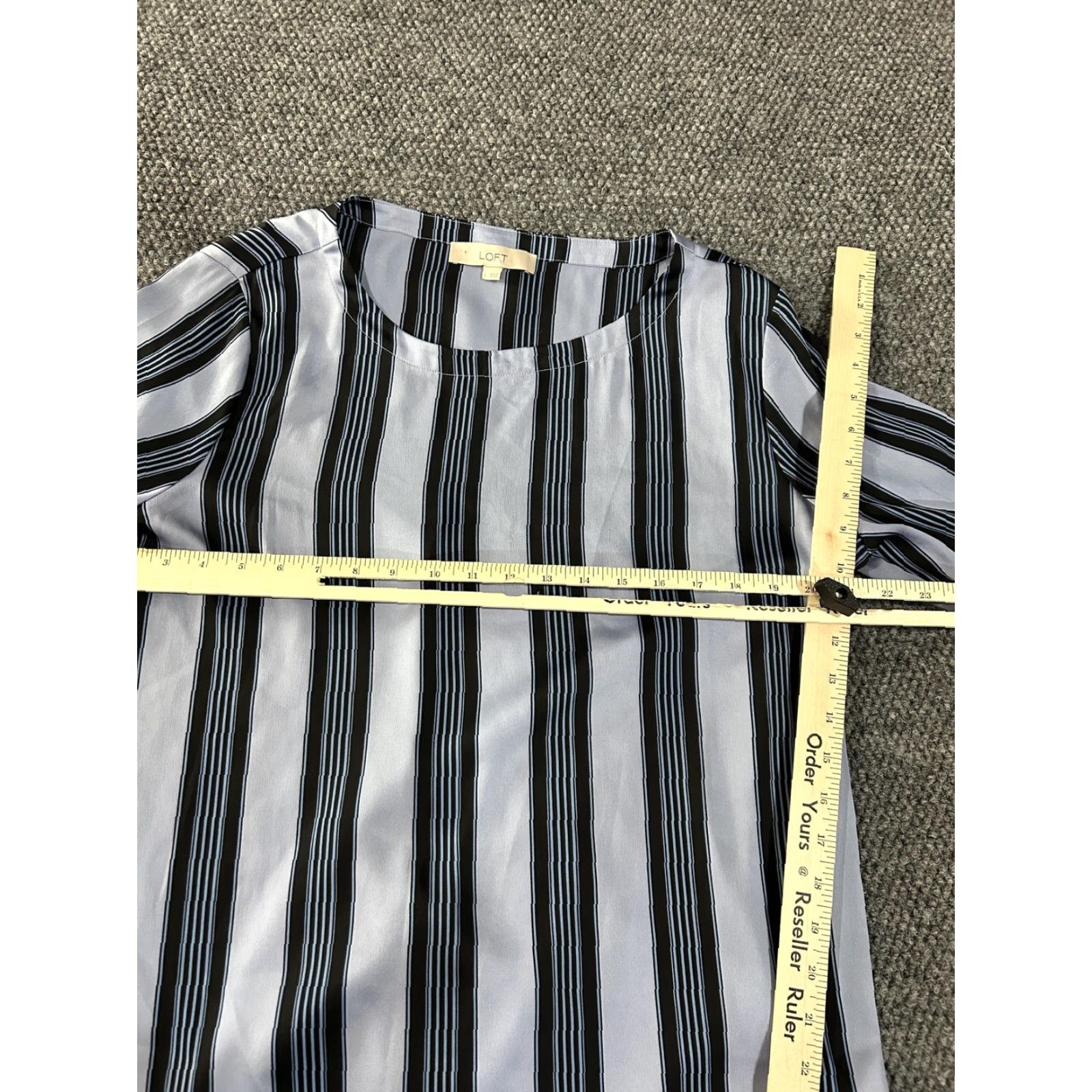 Loft VINTAGE? LOFT Shirt Womens L Black White Stripe Bell Sleeve Blouse Top Work Size L / US 10 / IT 46 - 6 Thumbnail