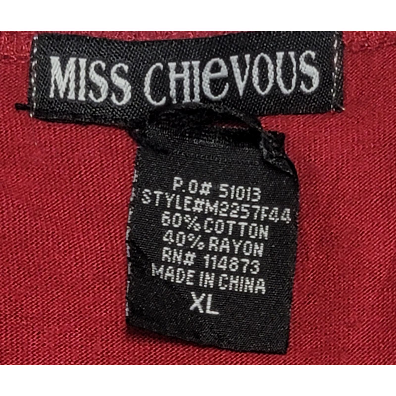 Other Miss Chievous Burgundy Bead Lace V Neck Top XL Capped Sleeve Size XL / US 12-14 / IT 48-50 - 4 Thumbnail