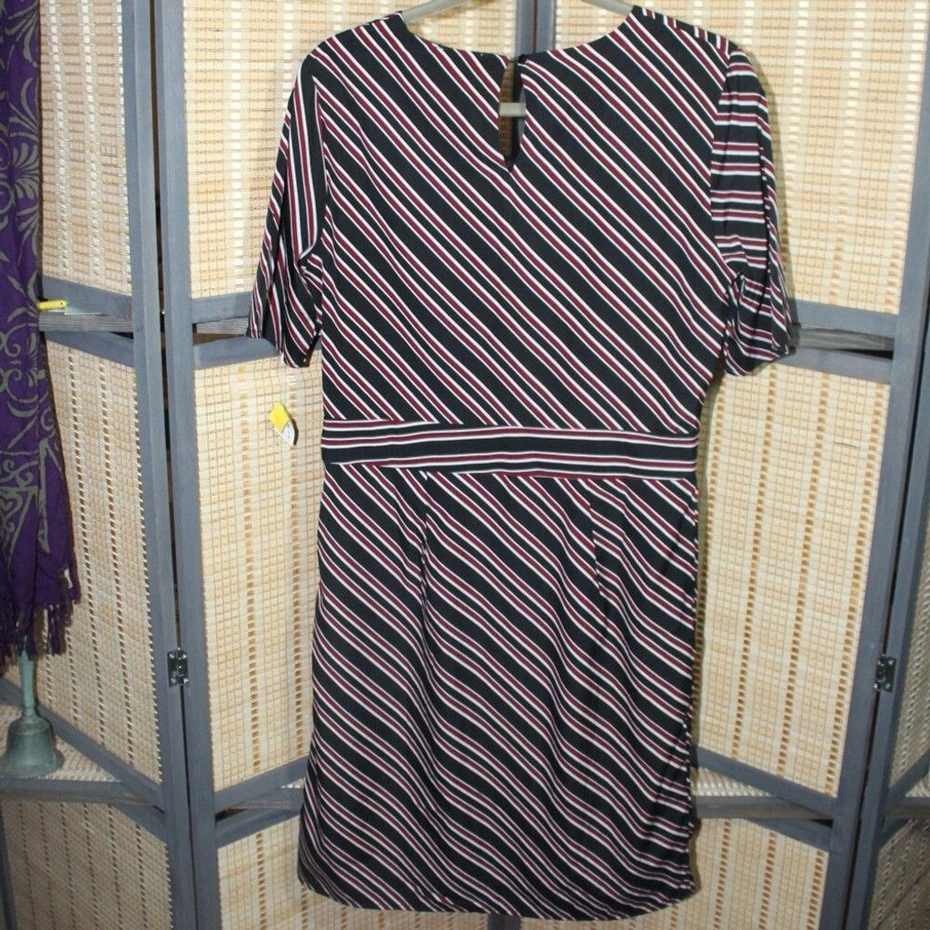Other Downeast Deep Red, Black, & White Diagonal Striped Dress Size M / US 6-8 / IT 42-44 - 3 Thumbnail