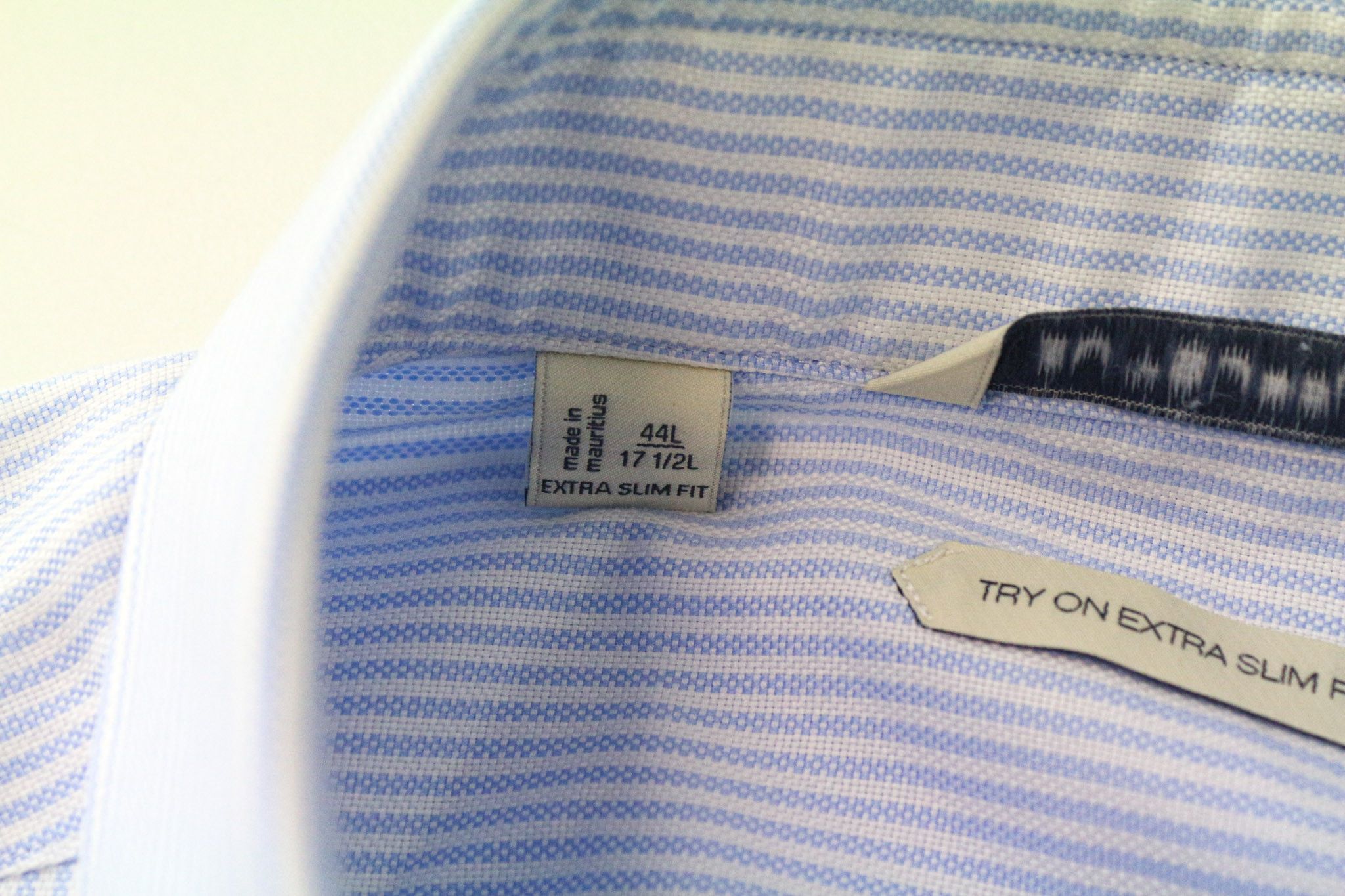 Suitsupply 44L/17 1/2L Extra Slim Blue Cotton Stripe Shirt 75661 Size US L / EU 52-54 / 3 - 5 Thumbnail