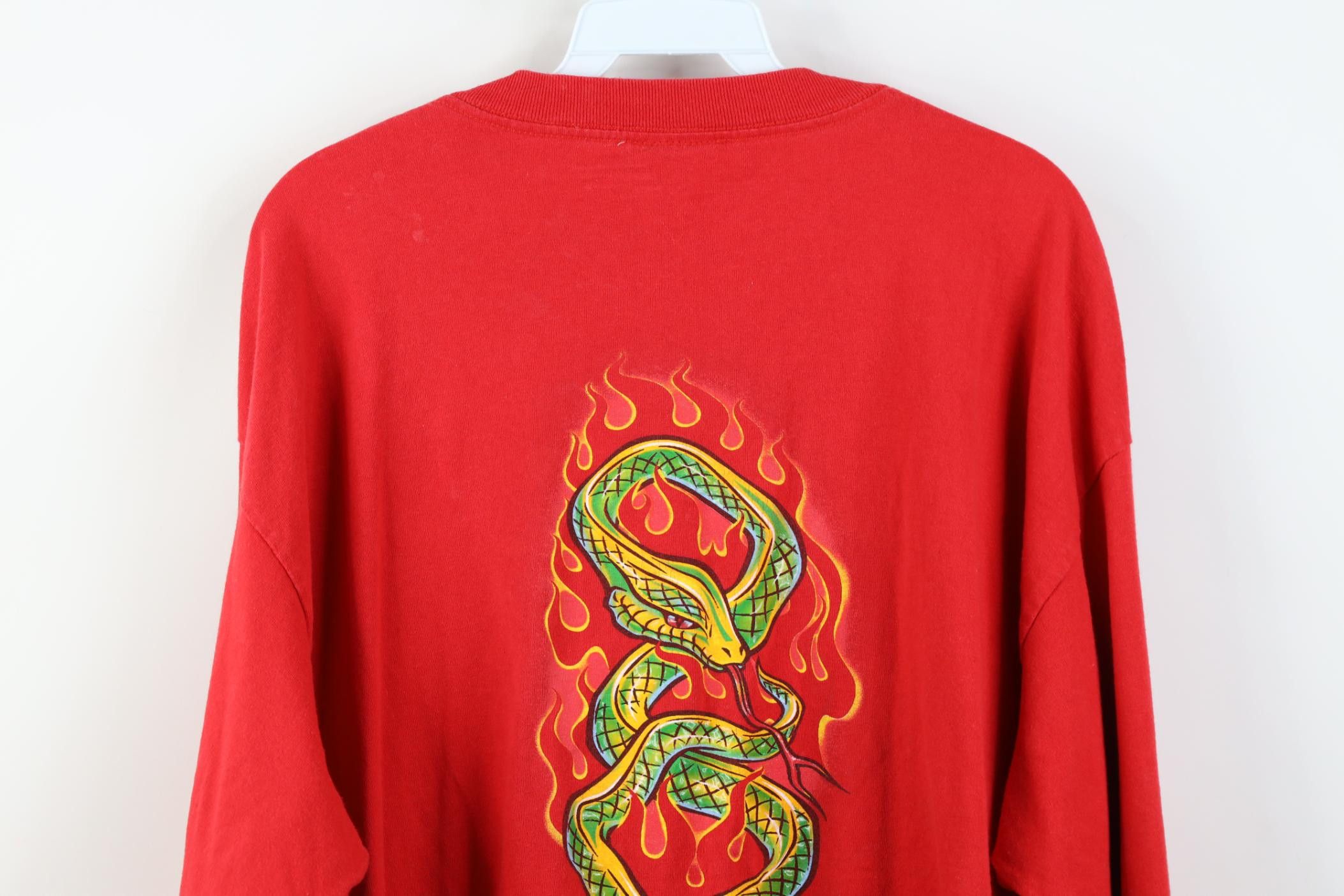 Vintage Vintage 90s Y2K Streetwear Snake Fire Long Sleeve T-Shirt Size US XL / EU 56 / 4 - 16 Thumbnail