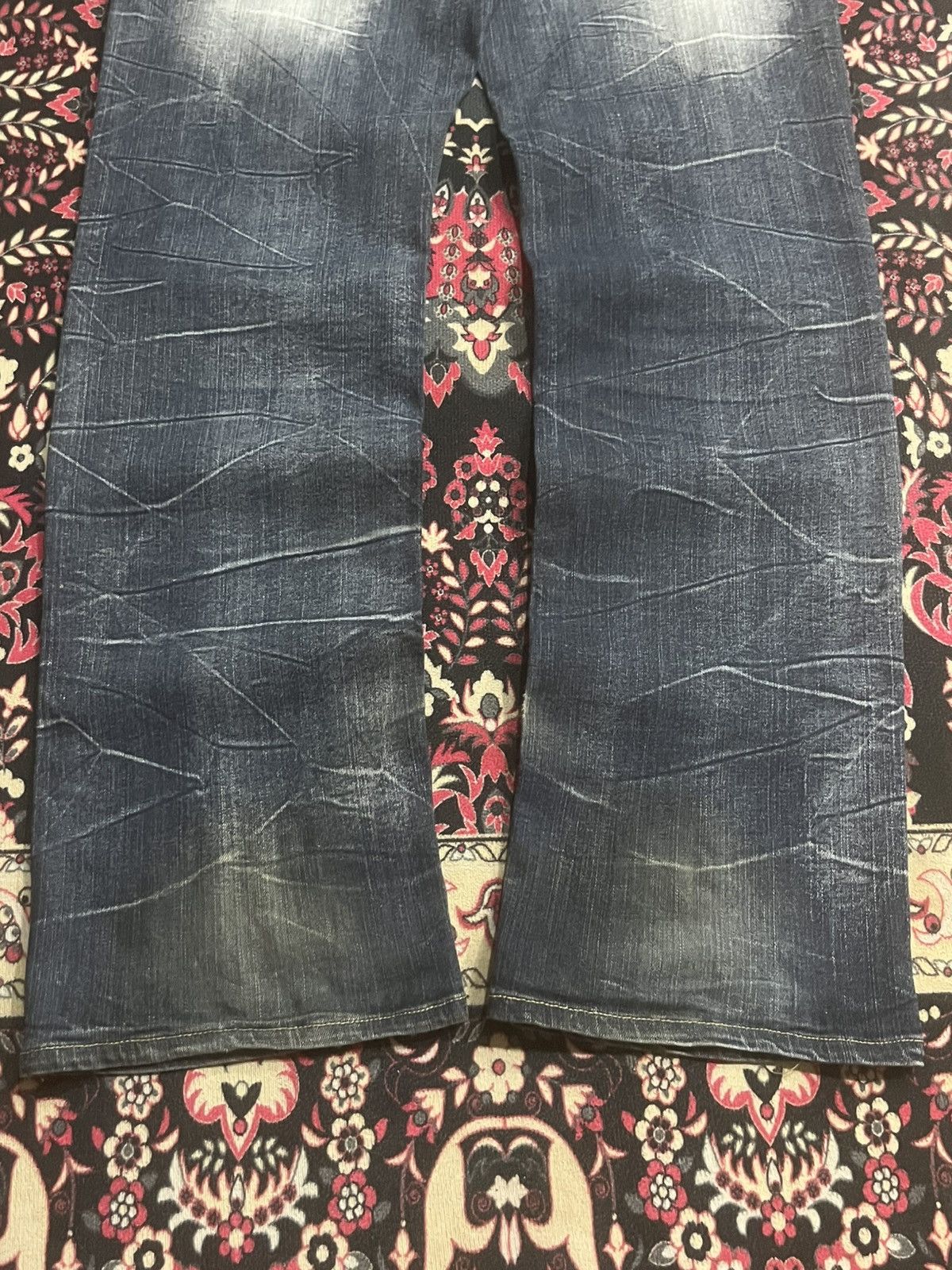 Japanese Brand Vintage Japanese Brand Blue Cracked Washed Ripped Jeans Size US 36 / EU 52 - 8 Thumbnail
