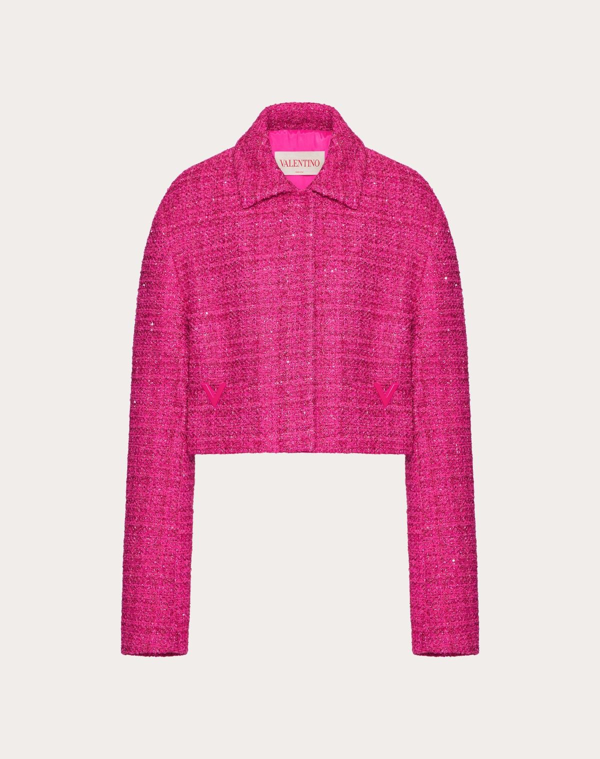 Valentino o1s1wg110525 Glaze Tweed Light Jacket in Pink Size M / US 6-8 / IT 42-44 - 1 Thumbnail