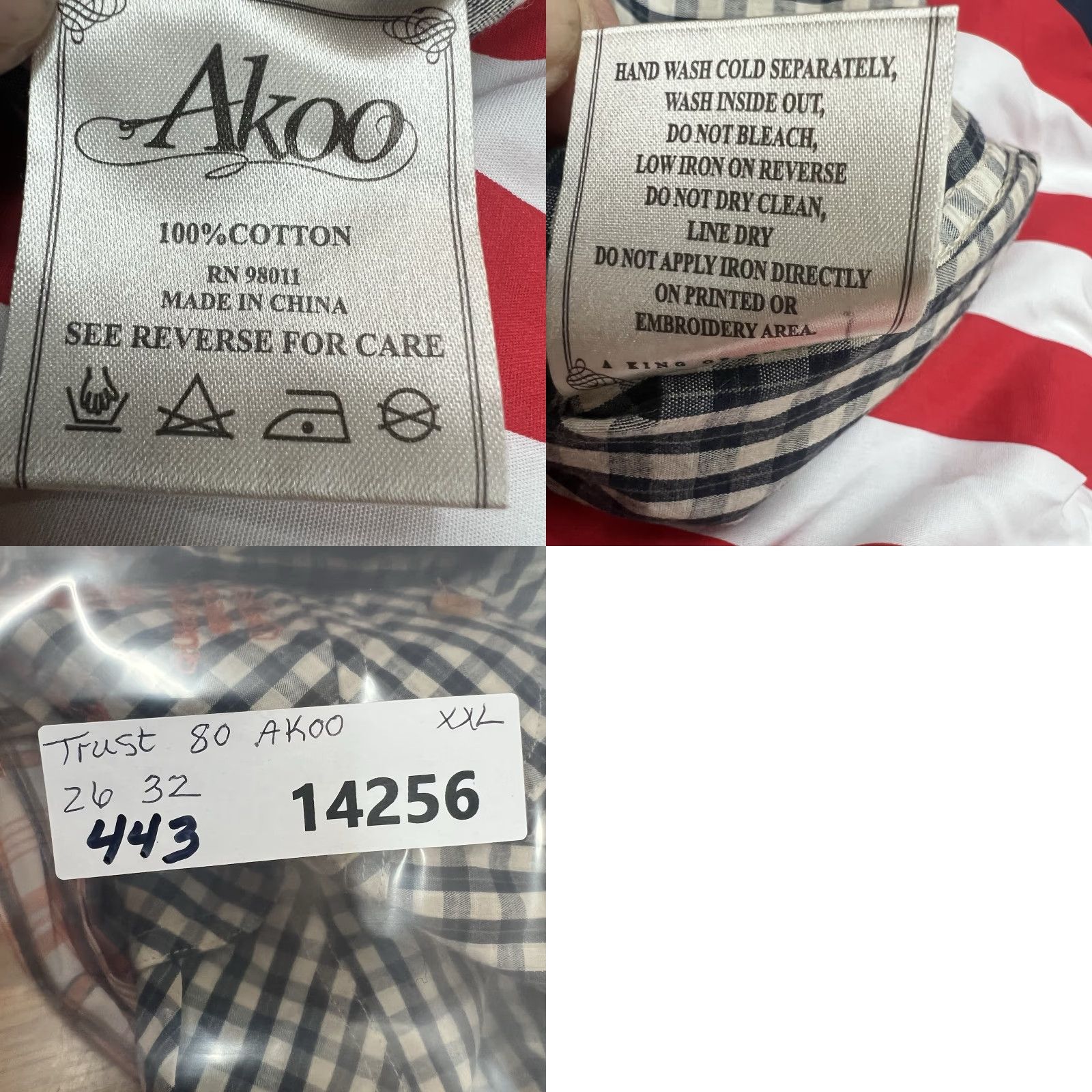 Vintage AKOO Button-Down Shirt Mens 2XL Embroidered Check Blue Vintage 90s Tailors Down Texture Casual Workwear Shirt Size US XXL / EU 58 / 5 - 9 Thumbnail