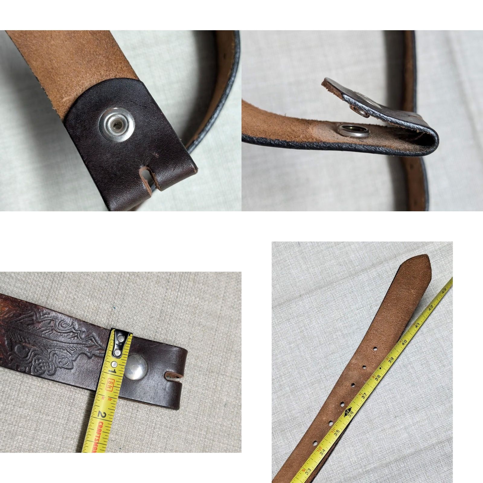 Vintage VINTAGE TOOLED buckle belt EAGLE leather 36 america WESTERN harley USA cowhide Size 36 - 8 Thumbnail