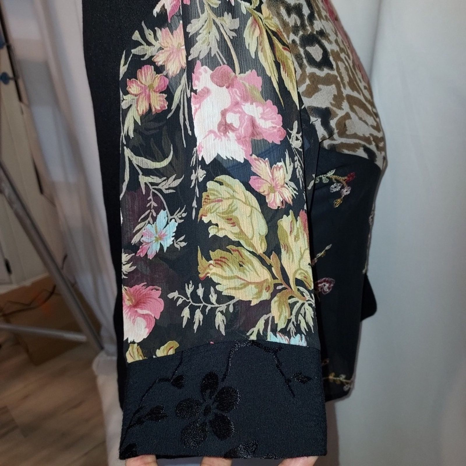 Other Vintage Spencer Alexis Floral Cheetah Silk Shirt Blouse Top Size M / US 6-8 / IT 42-44 - 4 Thumbnail