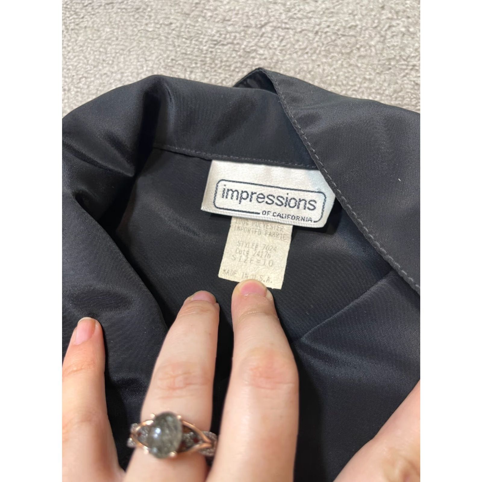 Vintage Impressions Shirt Womens Button-Up Top Long Sleeve Black & White Size 10 Regular Collarless Band Collar Button Front Modern Basic Shirt Women Size L / US 10 / IT 46 - 4 Thumbnail