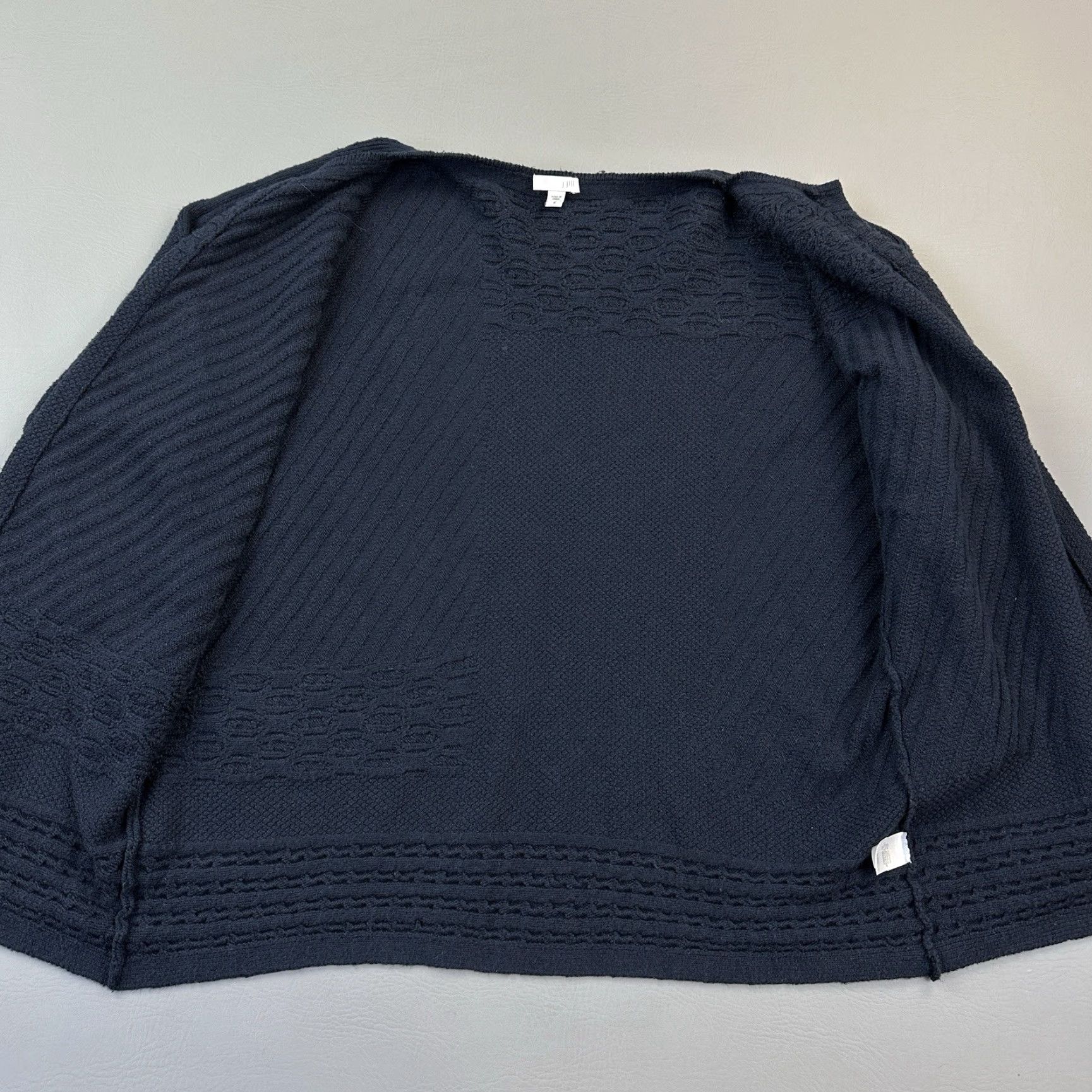 J. Jill J Jill Women's Medium Navy Cardigan Sweater Open Front Textured Knit Size M / US 6-8 / IT 42-44 - 2 Thumbnail