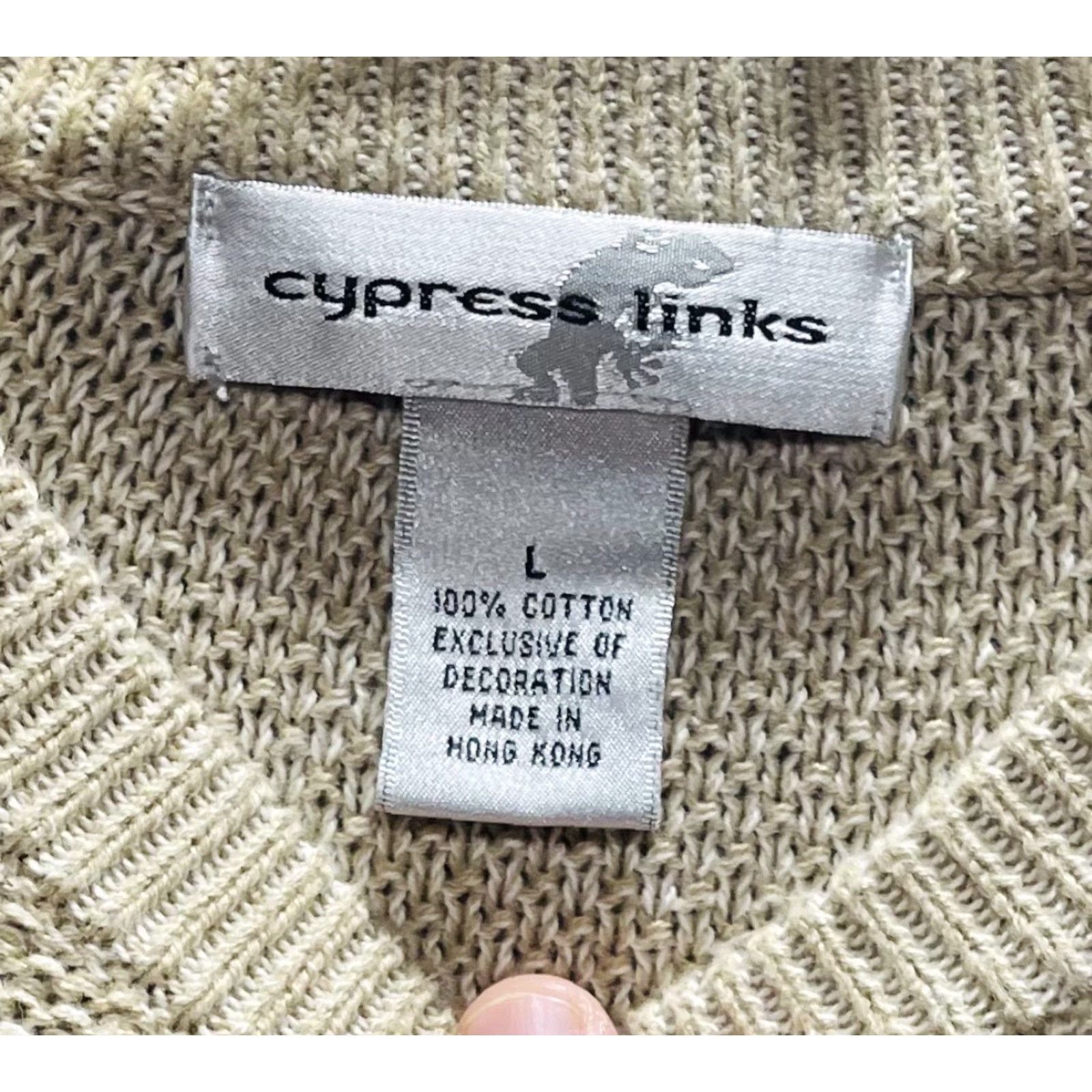 Vintage VINTAGE Cypress Links Men’s Knitted Golf Pullover Sweater LG Large Light Brown Beige Cotton Knit Pullover 90s Golf Mens Size US L / EU 52-54 / 3 - 5 Thumbnail