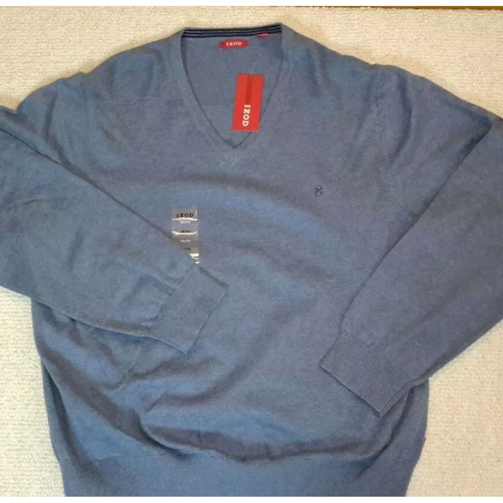 Izod IZOD Mens V-Neck Sweater Long Sleeve 100% Cotton Blue XXL NWT Pullover Knit Regular Size 2XL Mens Cute Logo Plain Solid Classic Size US XXL / EU 58 / 5 - 3 Thumbnail