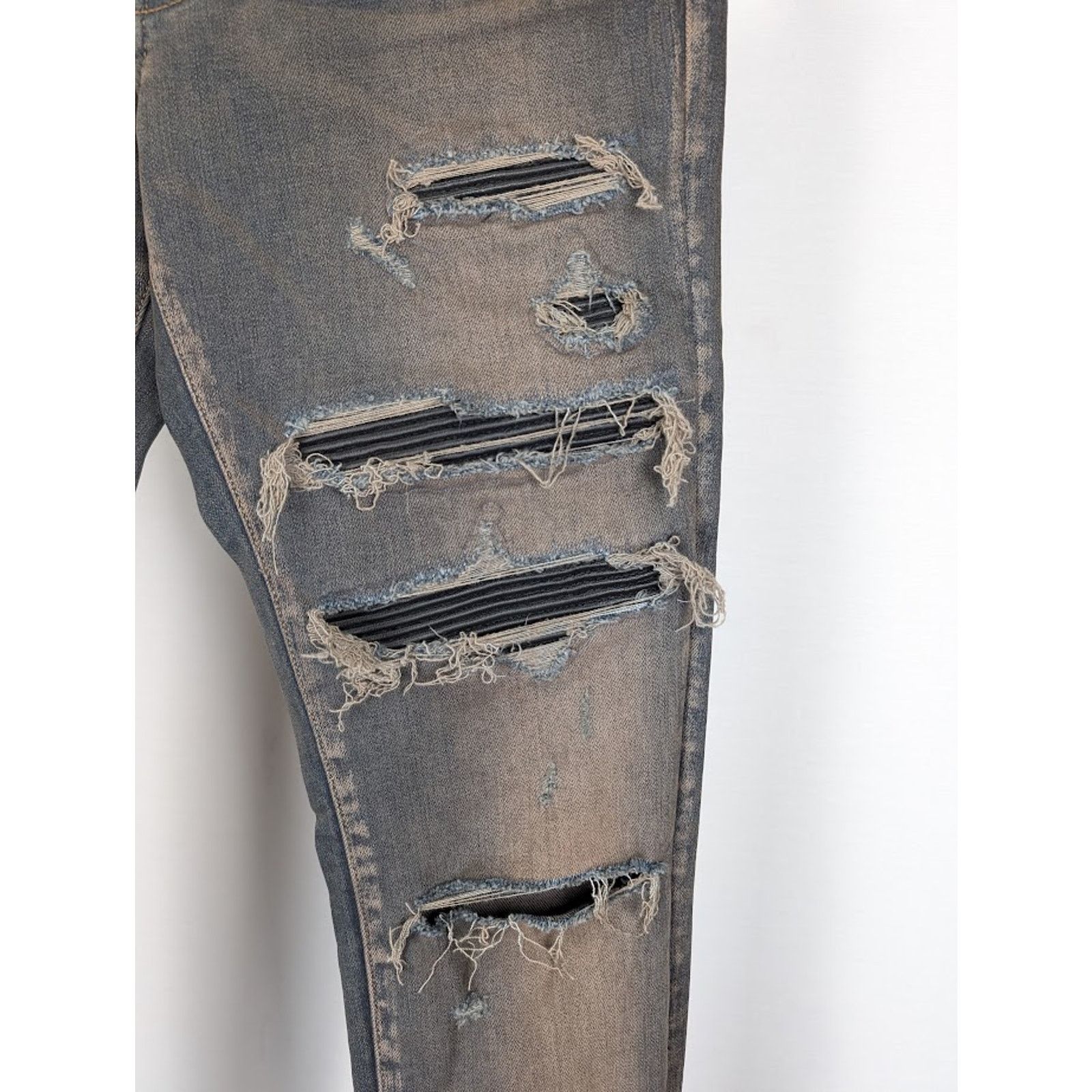 Amiri o1rshd1 Leather Thrasher Jeans in Dark Indigo Size US 32 / EU 48 - 7 Thumbnail