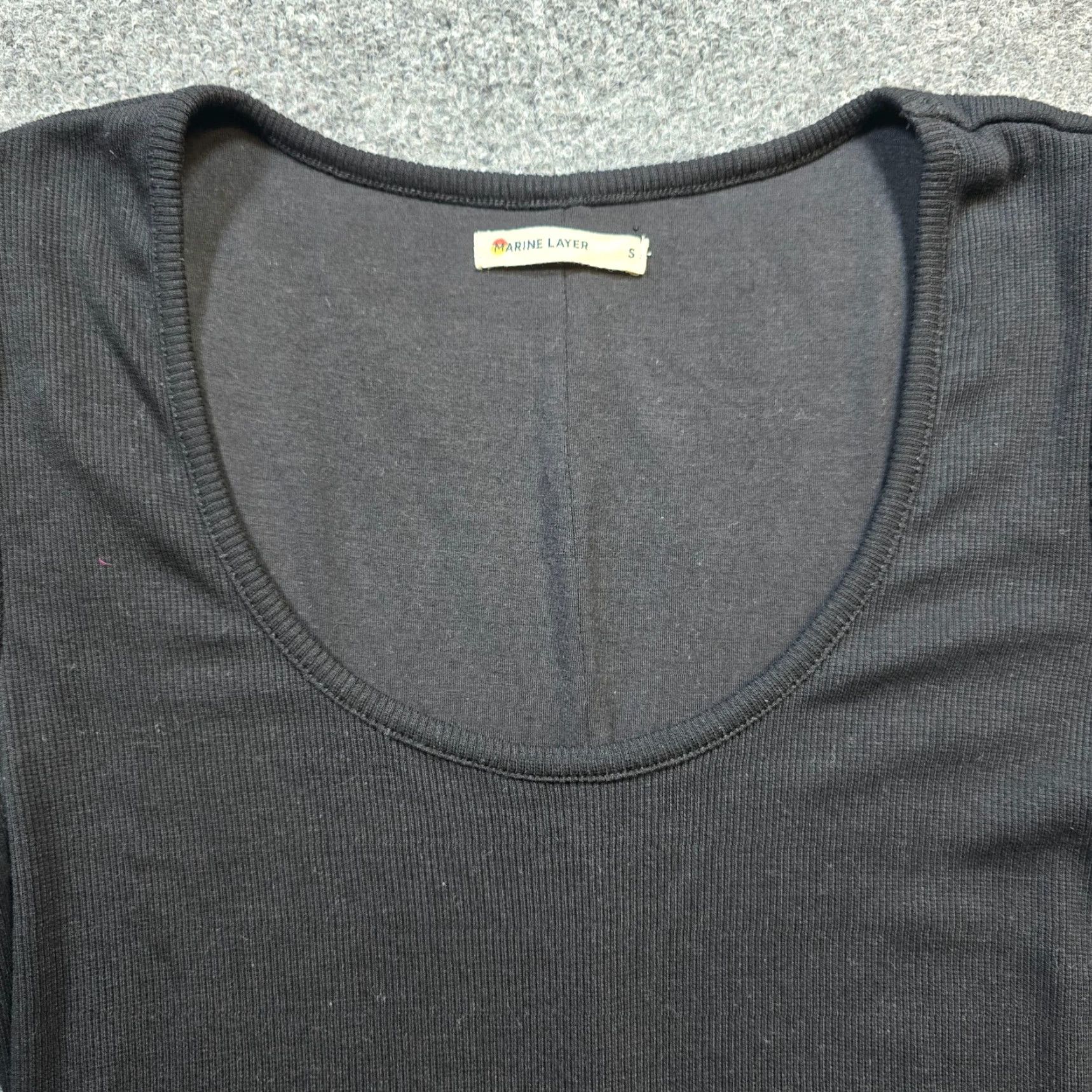 Marine Layer Marine Layer Dress Women Size Small Black Midi Ribbed Lined Short Sleeve Capsule Size 28" / US 6 / IT 42 - 3 Thumbnail