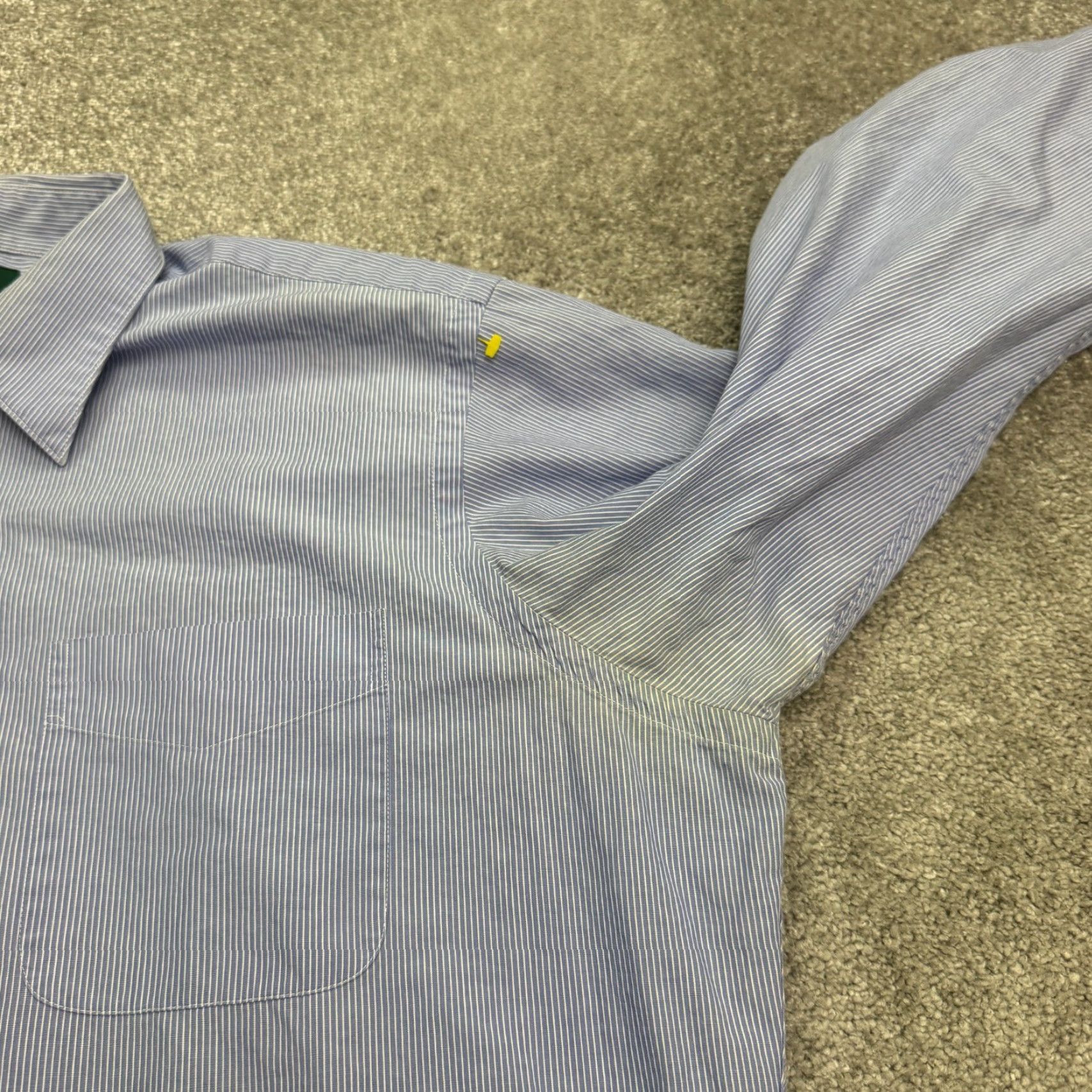 Ralph Lauren Lauren Ralph Lauren Dress Shirt Mens 36 17 Blue White Pinstripe 100% Cotton Shirt Mens Regular Blue Pinstripe 100% Cotton Poetry? Size 36R - 6 Thumbnail