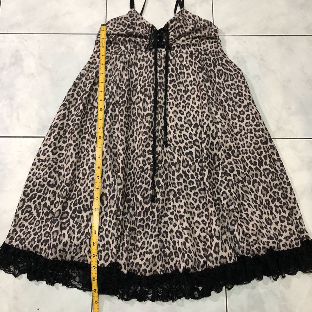Vintage Avant Garde Dress Leopard Ruffle Adjustable Strap Style Size M / US 6-8 / IT 42-44 - 24 Thumbnail