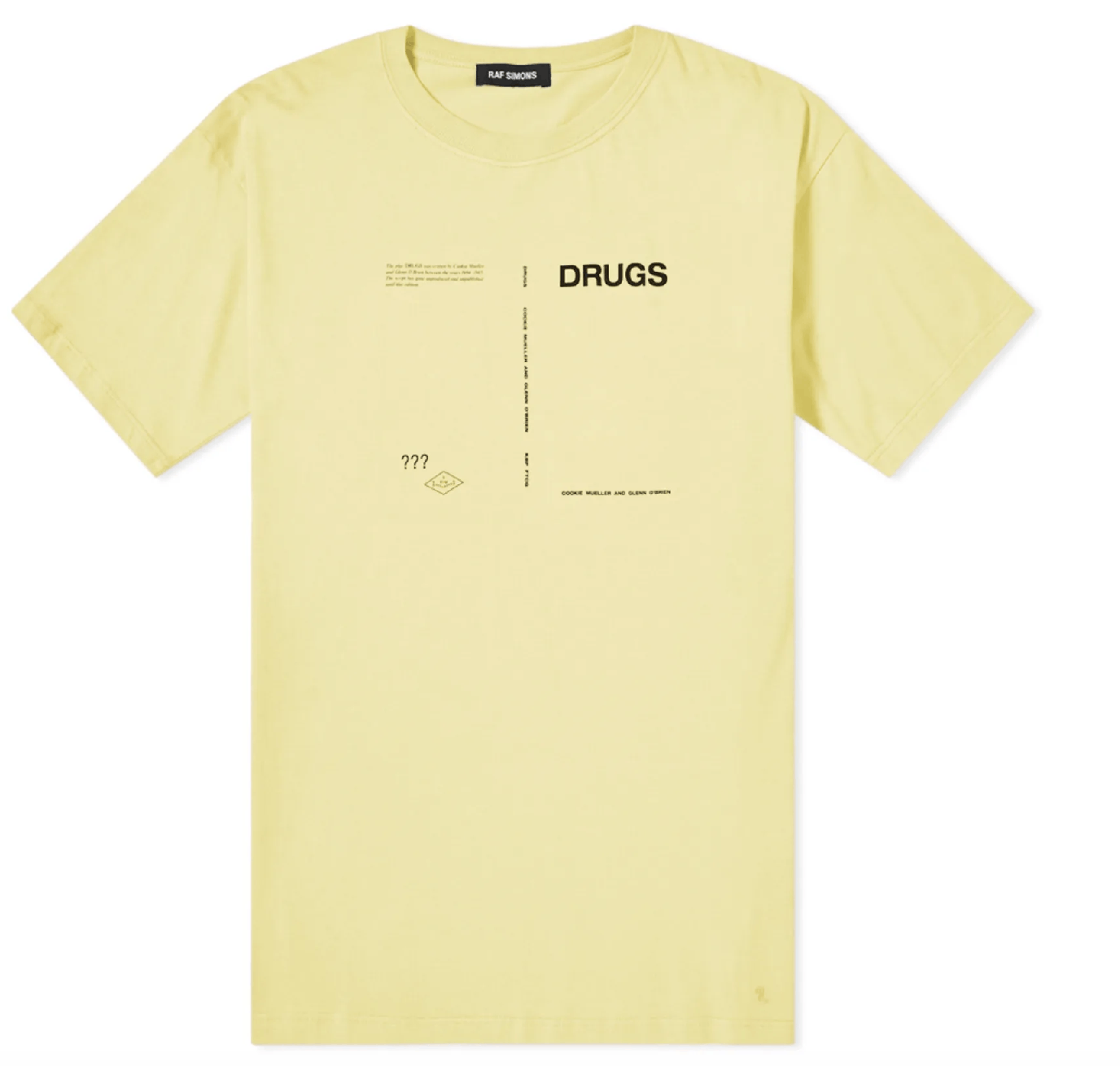 Iconic! Raf Simons 'Drugs' Yellow RUNWAY T-Shirt