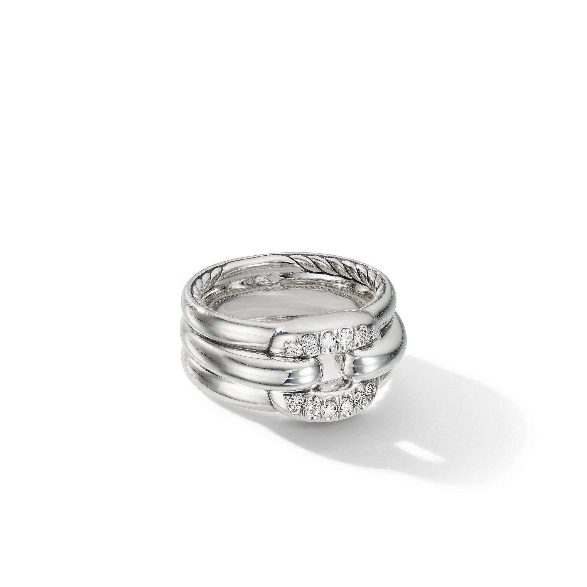 David Yurman o1w1db10325 Thoroughbred Cushion Link Ring with Pave Size ONE SIZE - 1 Preview