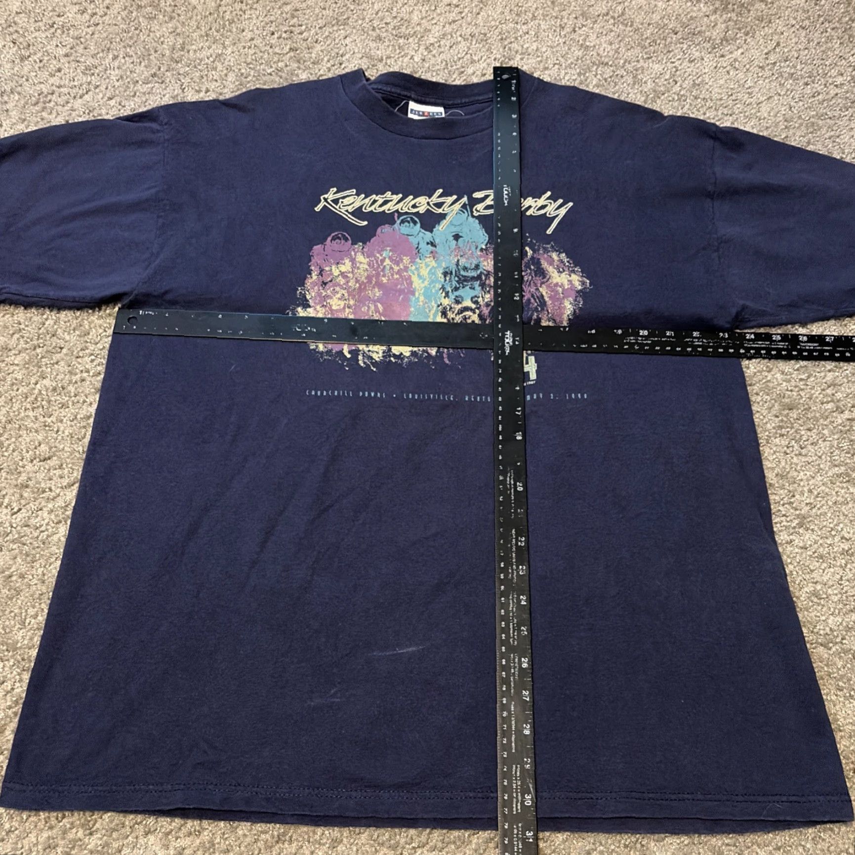 Jerzees VINTAGE Kentucky Derby Horse Racing T-Shirt XL Blue Jerzees Men Size US XL / EU 56 / 4 - 6 Thumbnail