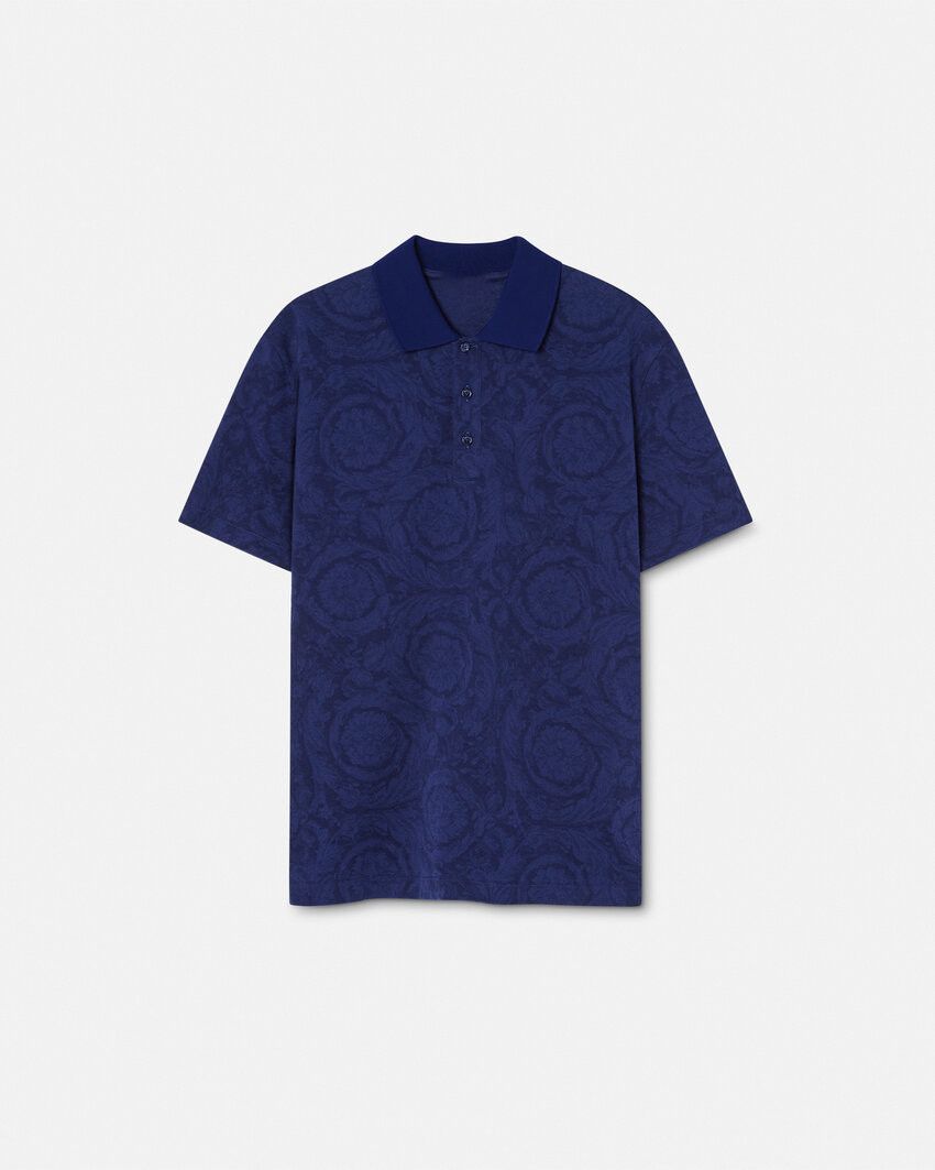 Designer × The Unbranded Brand Navy Barocco Polo Shirt – Ornate Luxury Pattern Polo Size US M / EU 48-50 / 2 - 6 Thumbnail
