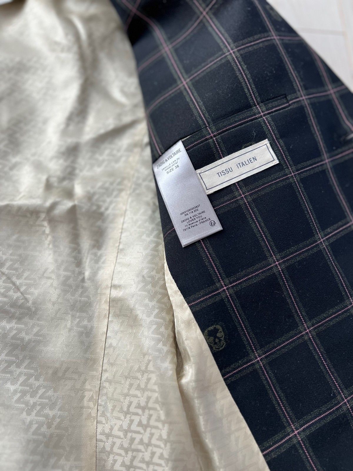 Zadig & Voltaire Zadig & Voltaire Défilé Blazer Plaid Vanille Car ( 38/M ) Size M / US 6-8 / IT 42-44 - 6 Thumbnail