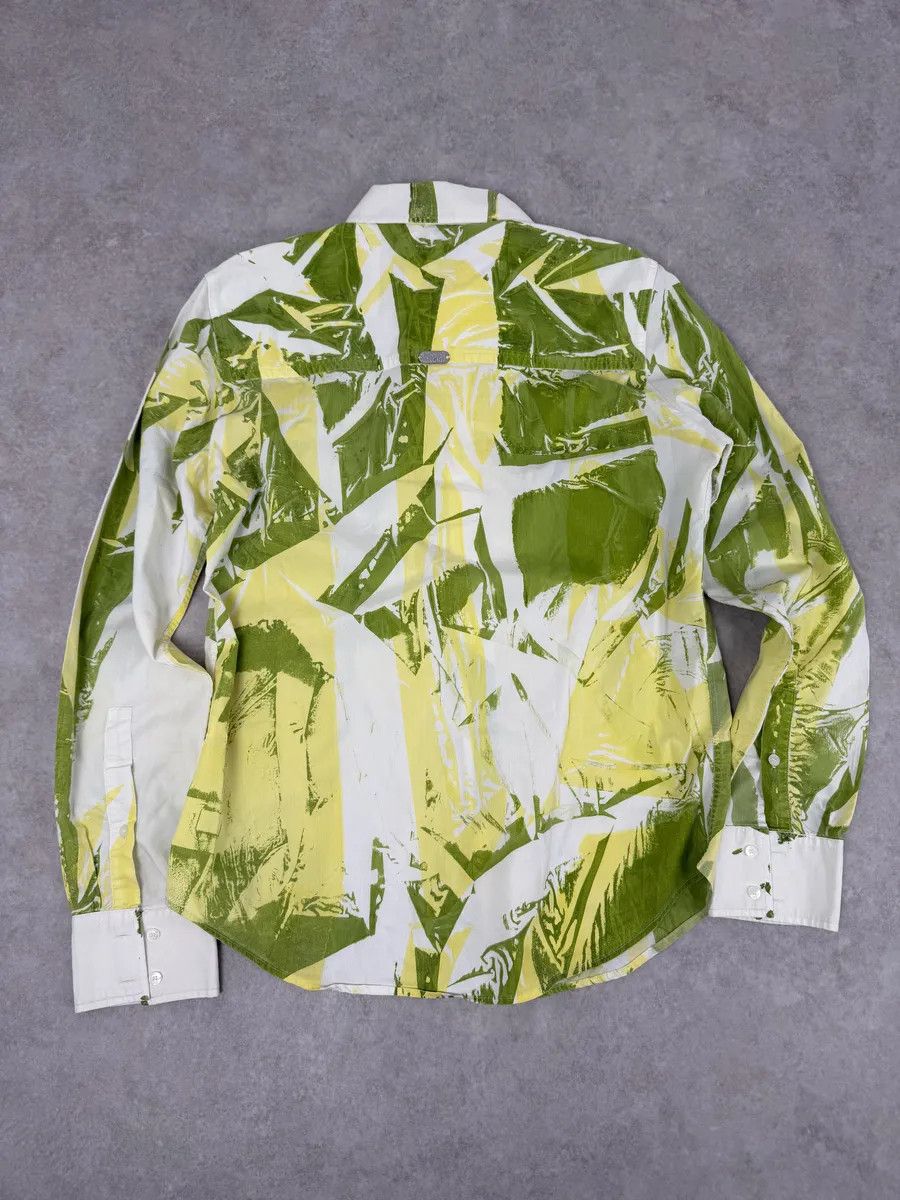 2000s Cavalli Overprint Green White Shirt
