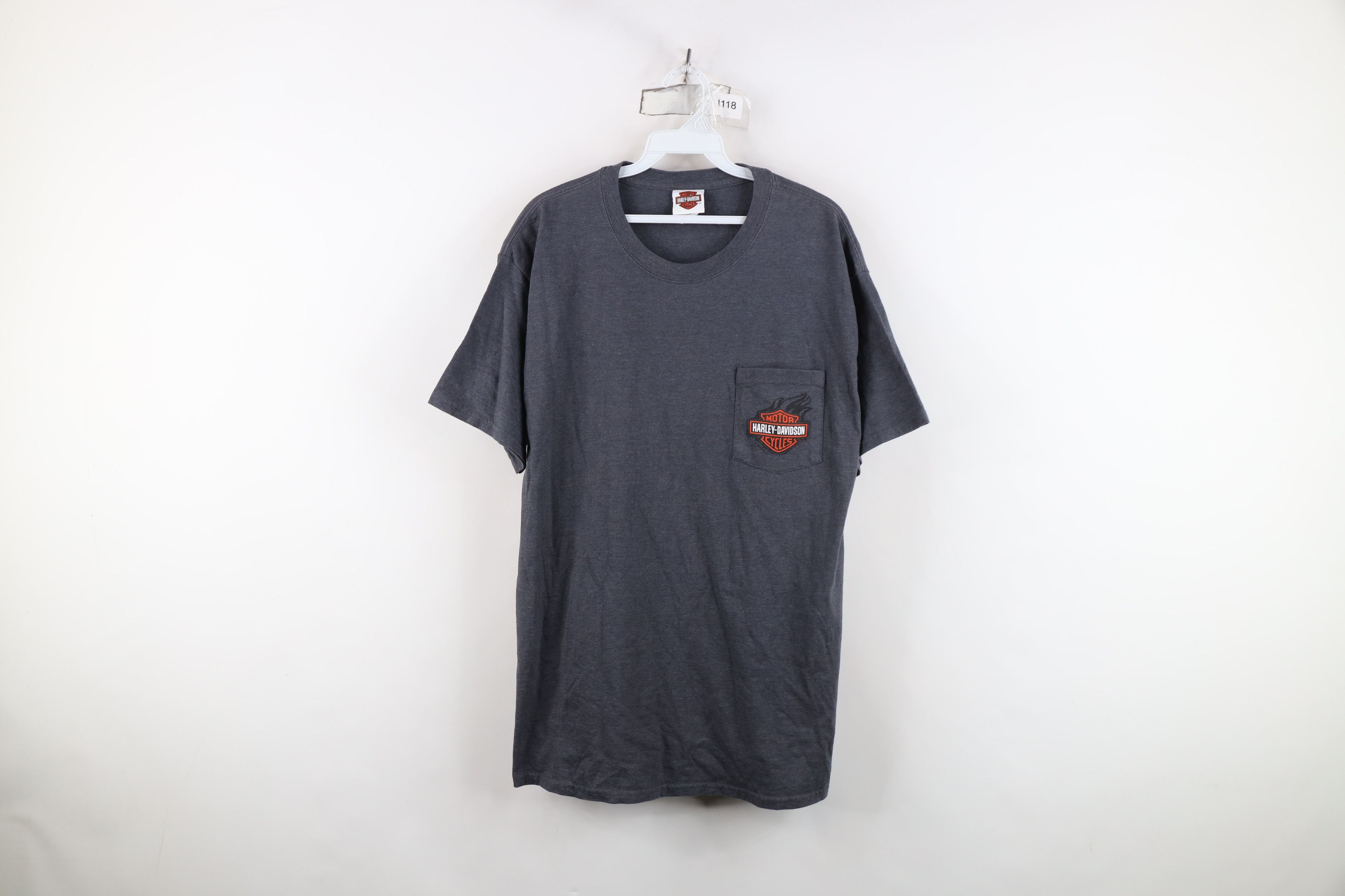 Harley Davidson Vintage Y2K Harley Davidson Spell Fire Flames Pocket T-Shirt Size US L / EU 52-54 / 3 - 1 Thumbnail