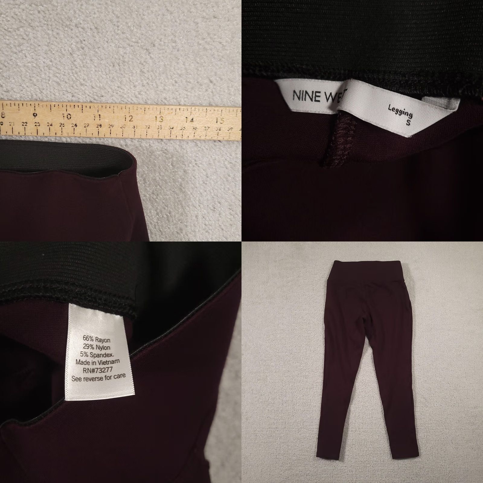 Nine West Nine West Leggings Womens Small Burgundy High Rise Ponte Stretch Ankle Pants Size 28" / US 6 / IT 42 - 8 Thumbnail