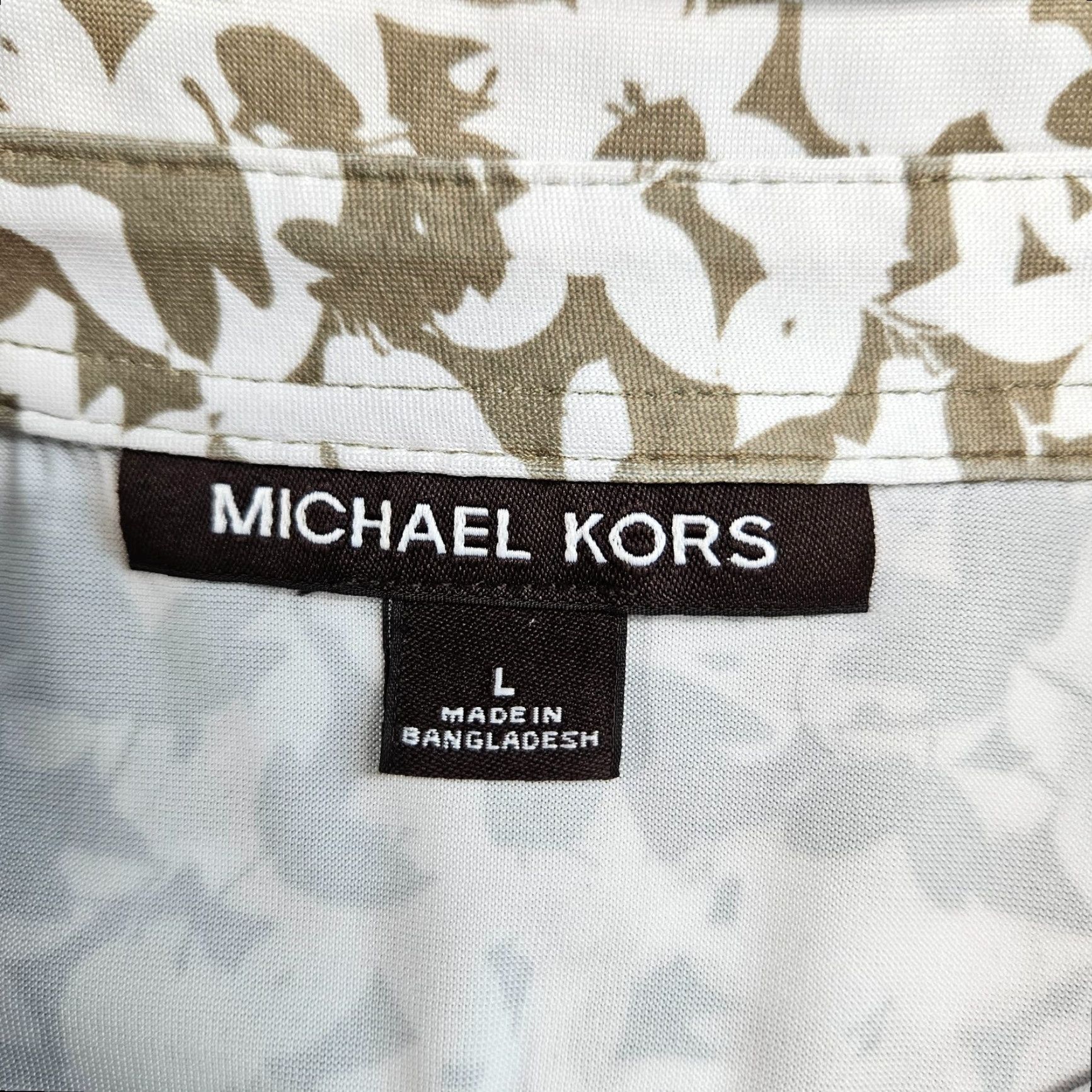 Michael Kors Michael Kors Polo Mens L Short Sleeve Taupe White Multicolor Polyester Shirt Size US L / EU 52-54 / 3 - 6 Thumbnail