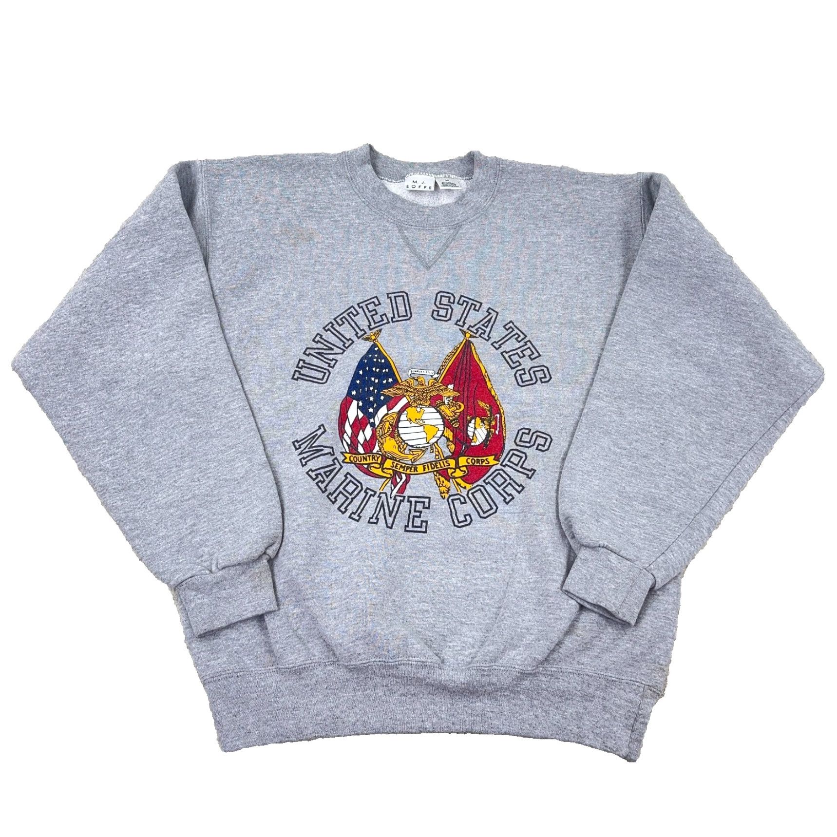 Vintage VINTAGE US Marines Sweatshirt Men L Crewneck USMC Military 90s Y2K M.J. Soffee Gray Regular Cotton Blend Embroidered Logo [Acceptable Keywords] Size US L / EU 52-54 / 3 - 2 Thumbnail