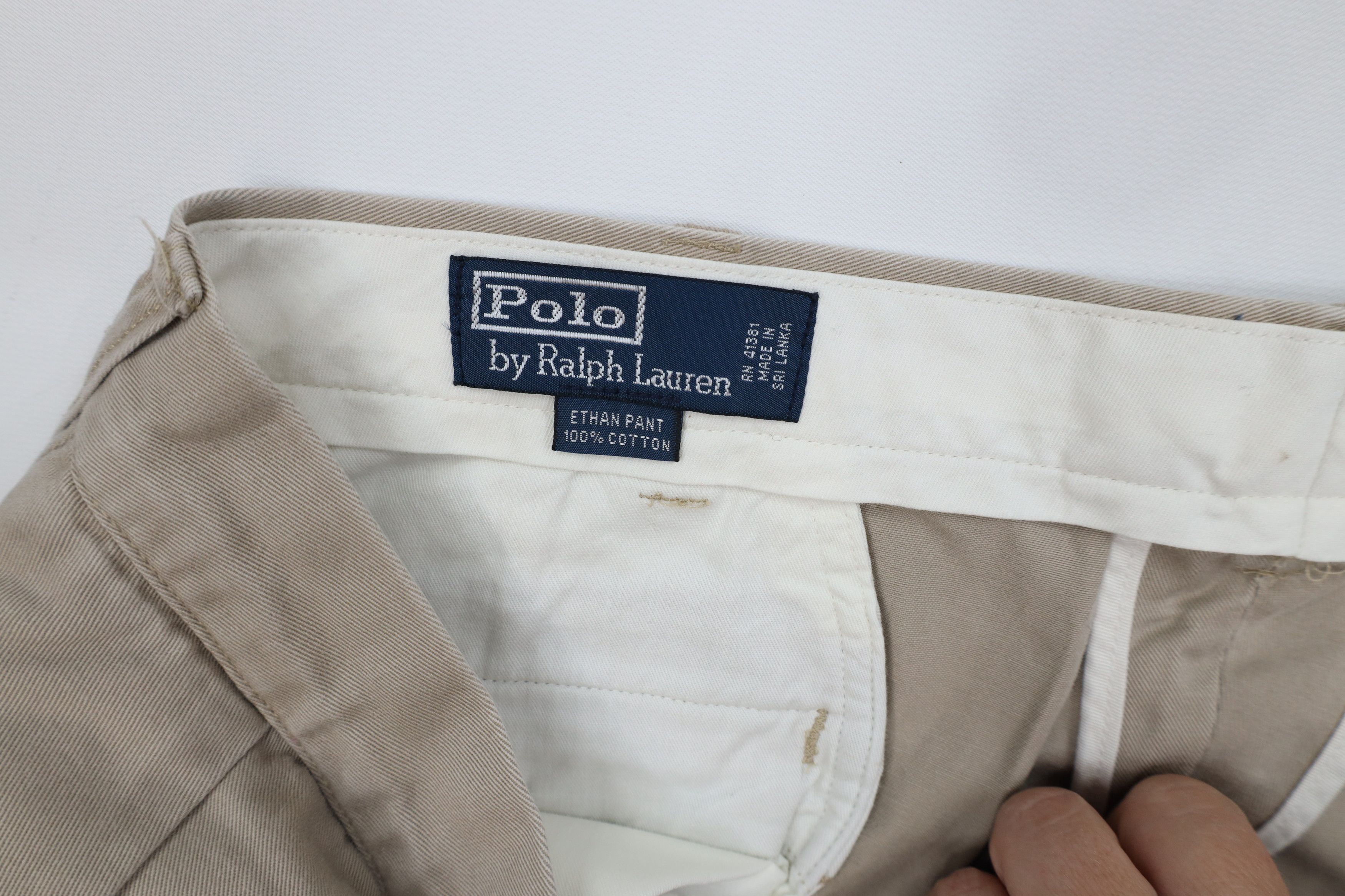 Ralph Lauren Vintage 90s Ralph Lauren Wide Leg Chino Pants Beige Cotton Size US 36 / EU 52 - 9 Thumbnail