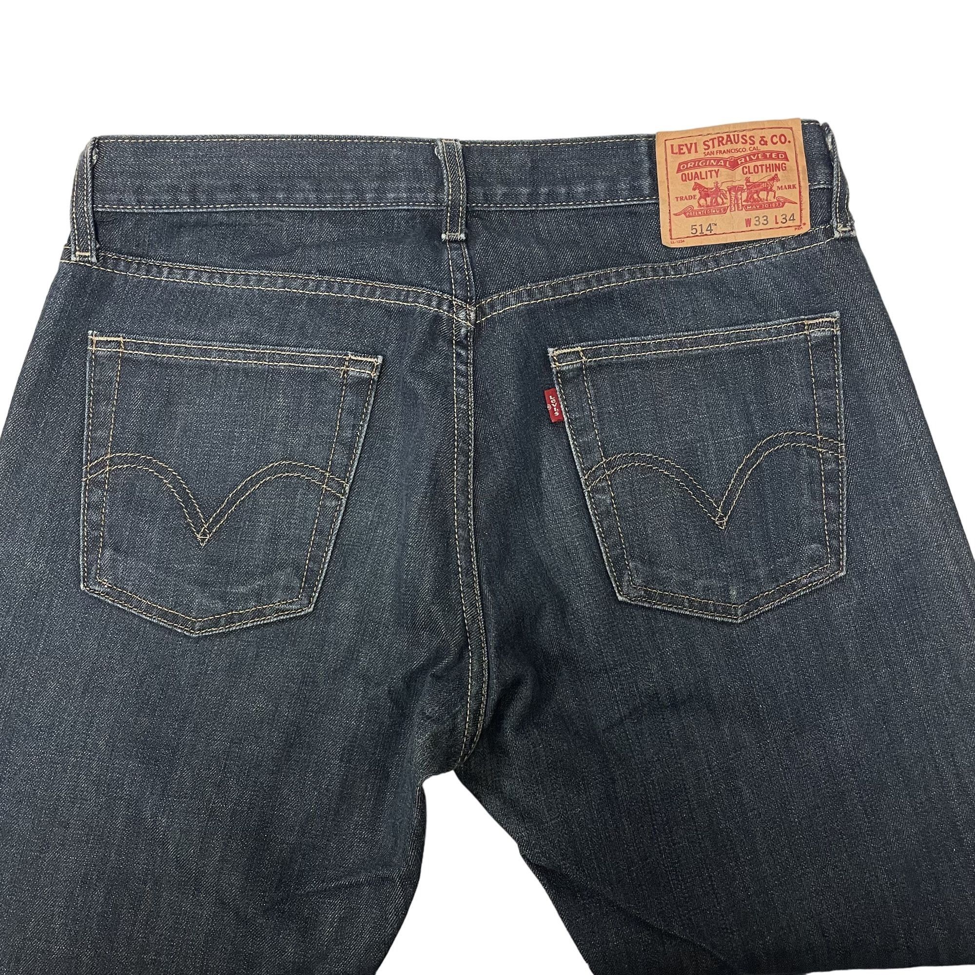 Levi's 514 DARK Blue Jeans SLIM STRAIGHT Denim Pants Size US 33 - 3 Thumbnail