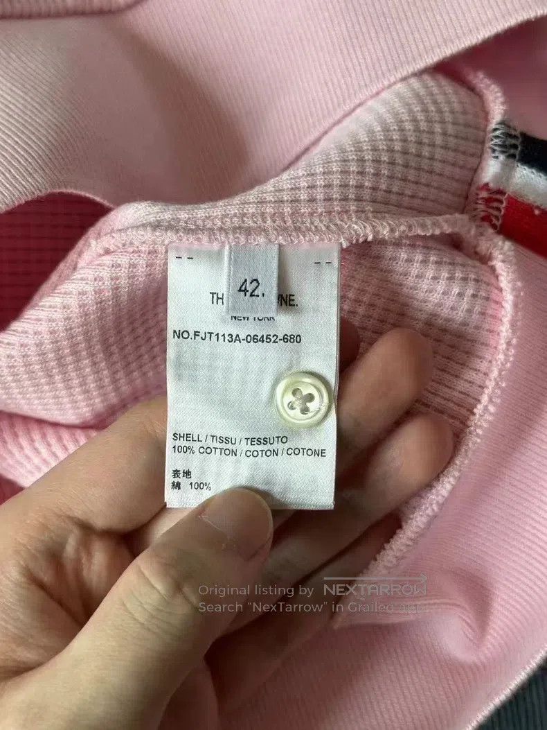Thom Browne Thom Browne Pink Waffle Sweatshirt Size US XS / EU 42 / 0 - 4 Thumbnail