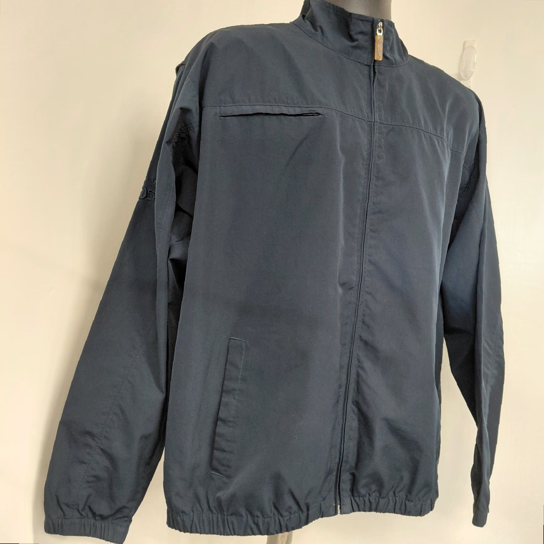 Vintage Straight Down Jacket Men L Blue Full Zip Letterman Bomber Soft Shell 90s 80s Classic Cars College Biker Mens Size US L / EU 52-54 / 3 - 5 Thumbnail