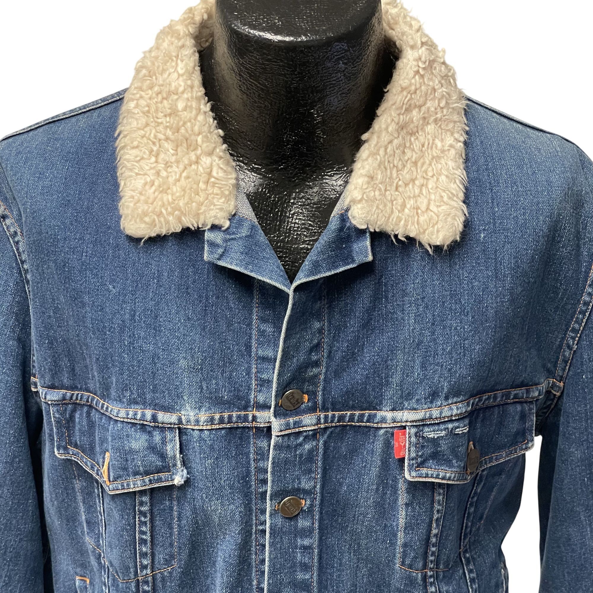 Levi's Vtg LEVIS Blue Jean Coat FLEECE Collar Denim TRUCKER Jacket Size US XL / EU 56 / 4 - 2 Thumbnail